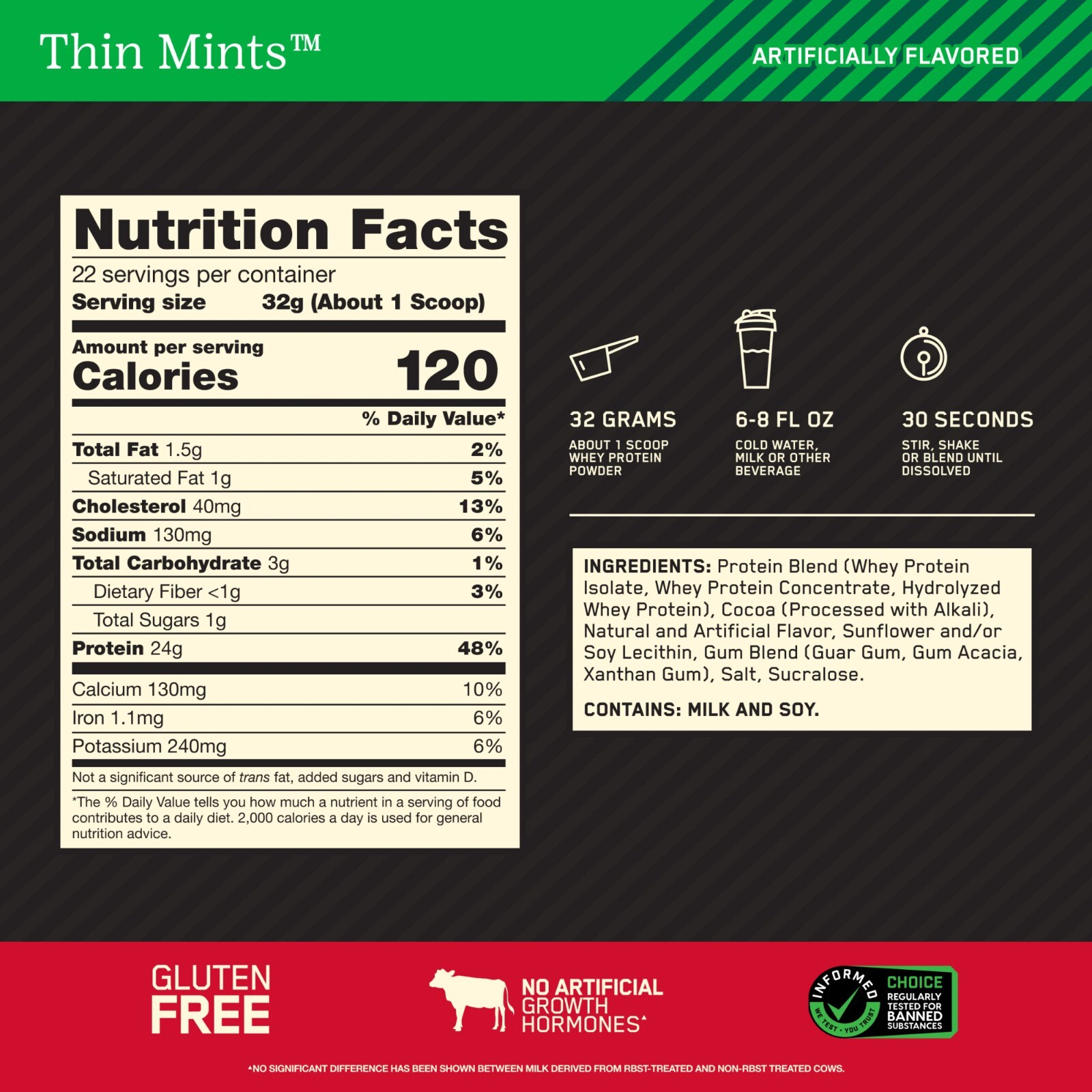 2 pack Optimum Nutrition, Gold Standard 100%,Girl Scout Thin Mint Cookie 1.5lb