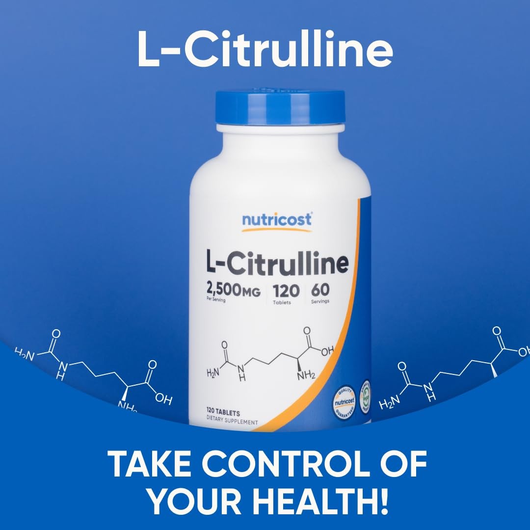 Nutricost L-Citrulline 2500mg Per Serving, 60 Servings, 1250mg Per Tablet, 120