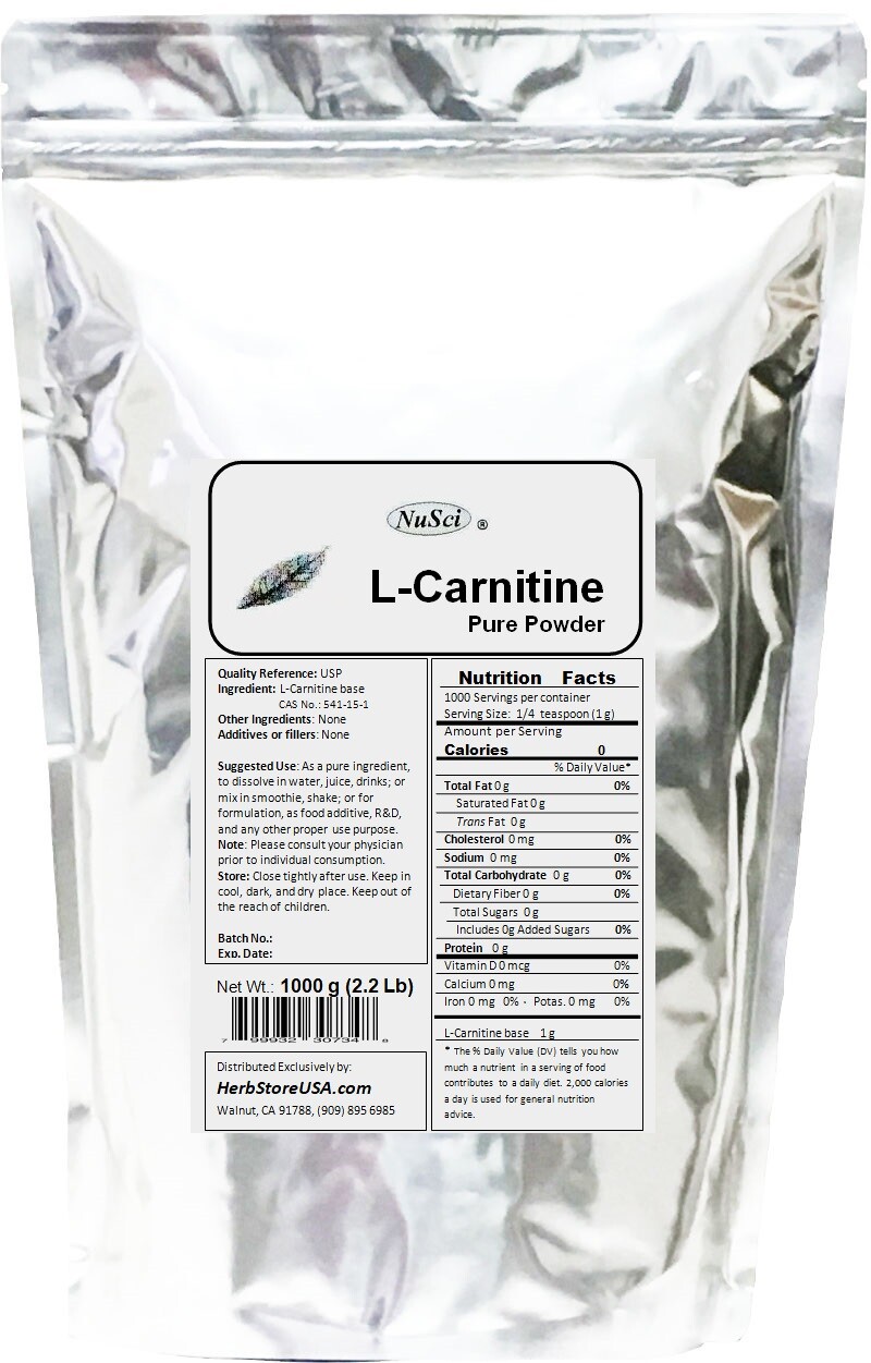 L-Carnitine pure Powder (2.2 lb) 1kg USP quality weight loss