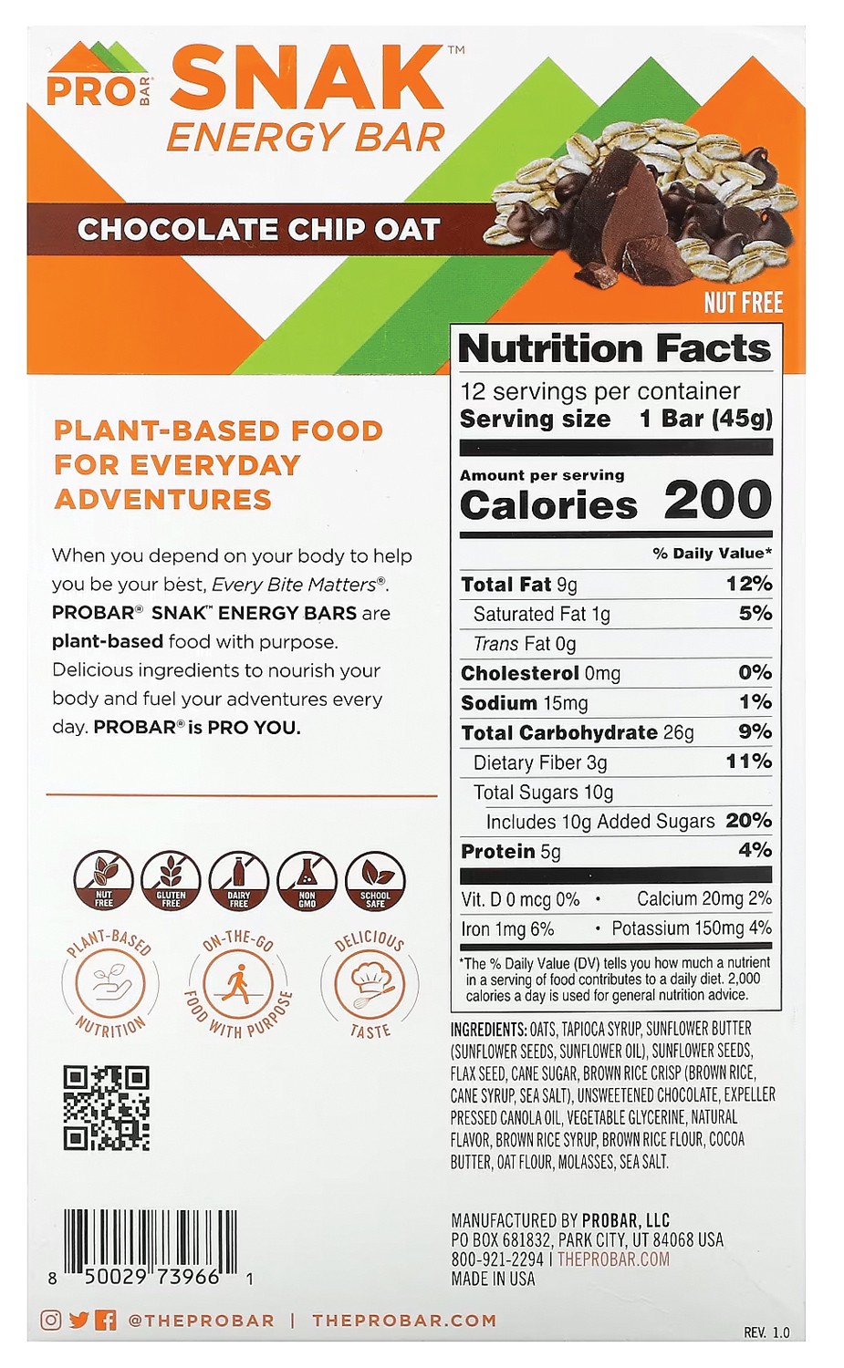 Probar Snak Chocolate Oat Bar: Delicious and Nutritious Snack for On-the-Go