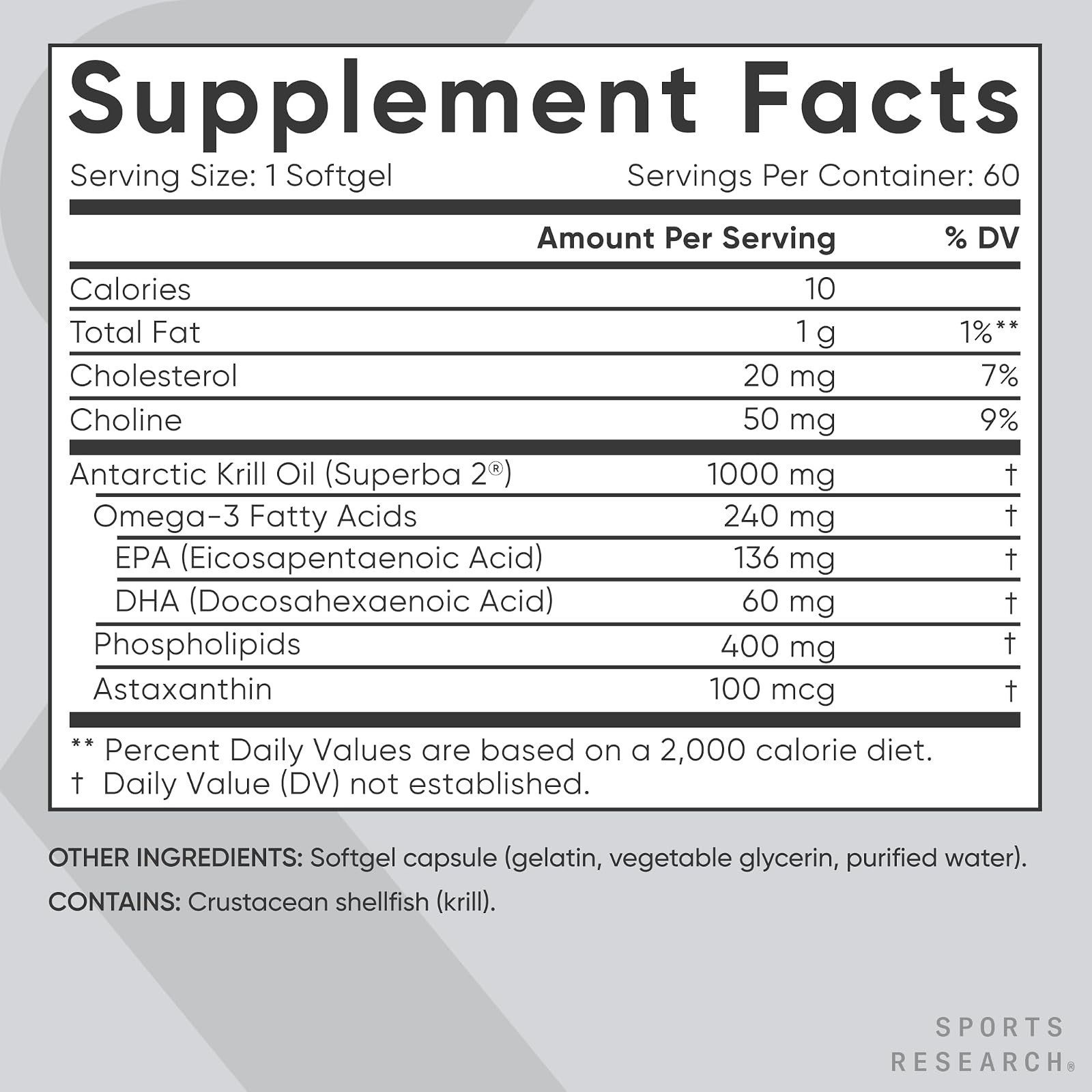 Sports Research Antarctic Omega-3 Krill Oil 1000mg – 60 Softgels