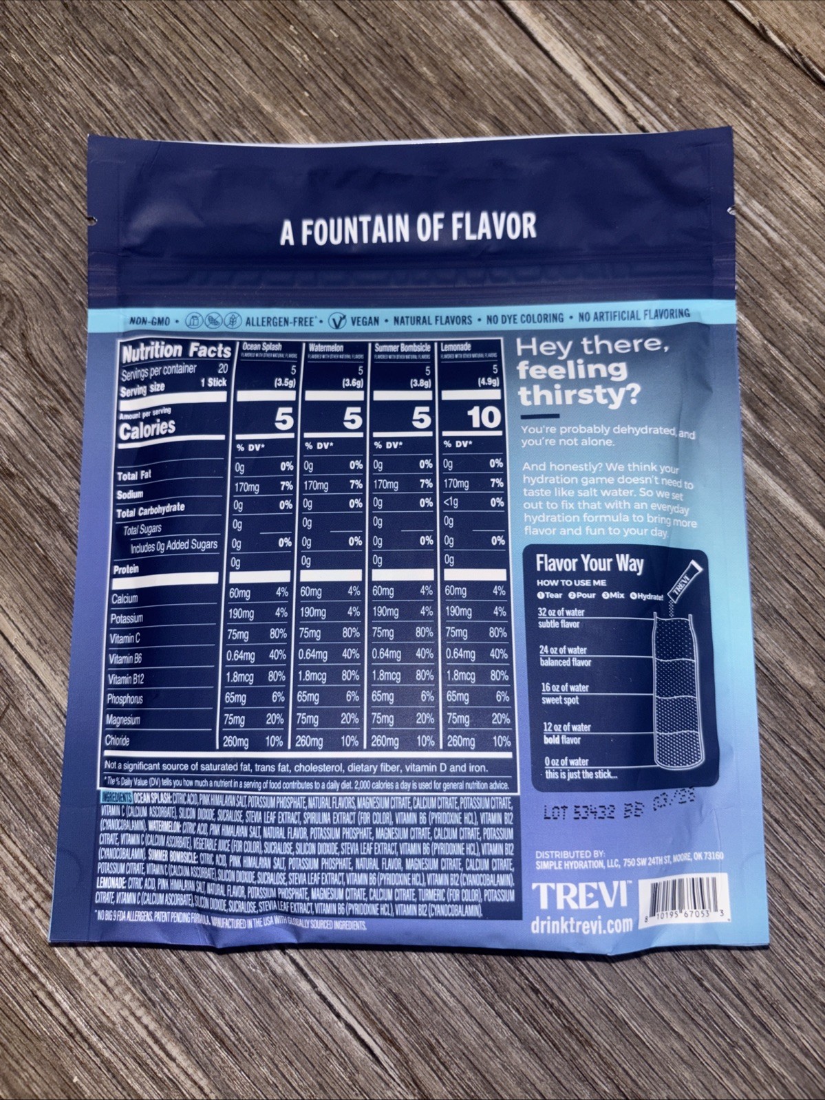 TREVI Poolside Variety Pack 20ct Sugar Free Electrolyte Drink Mix