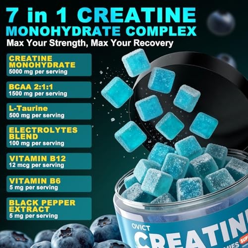 Creatine Monohydrate Gummies 5g BCAA B12 Energy Muscle