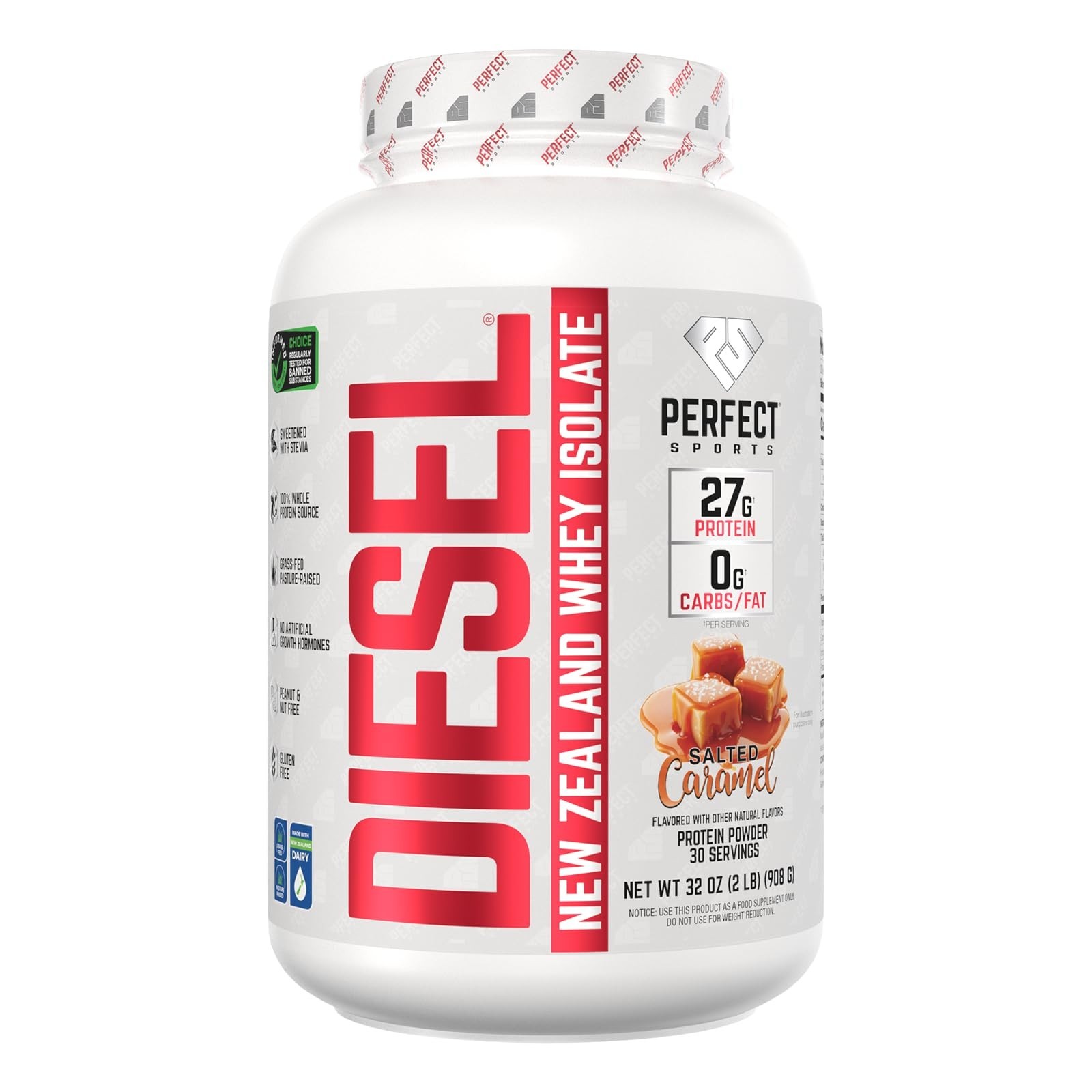 PERFECT SPORTS Diesel 100% Zealand Whey Protein Isolate Stevia Sweetened, No