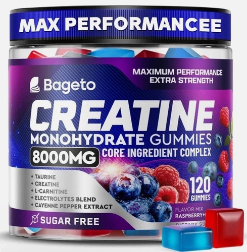 Bageto CREATINE Monohydrate Gummies 8000mg Raspberry Blueberry 120 Exp 8/27