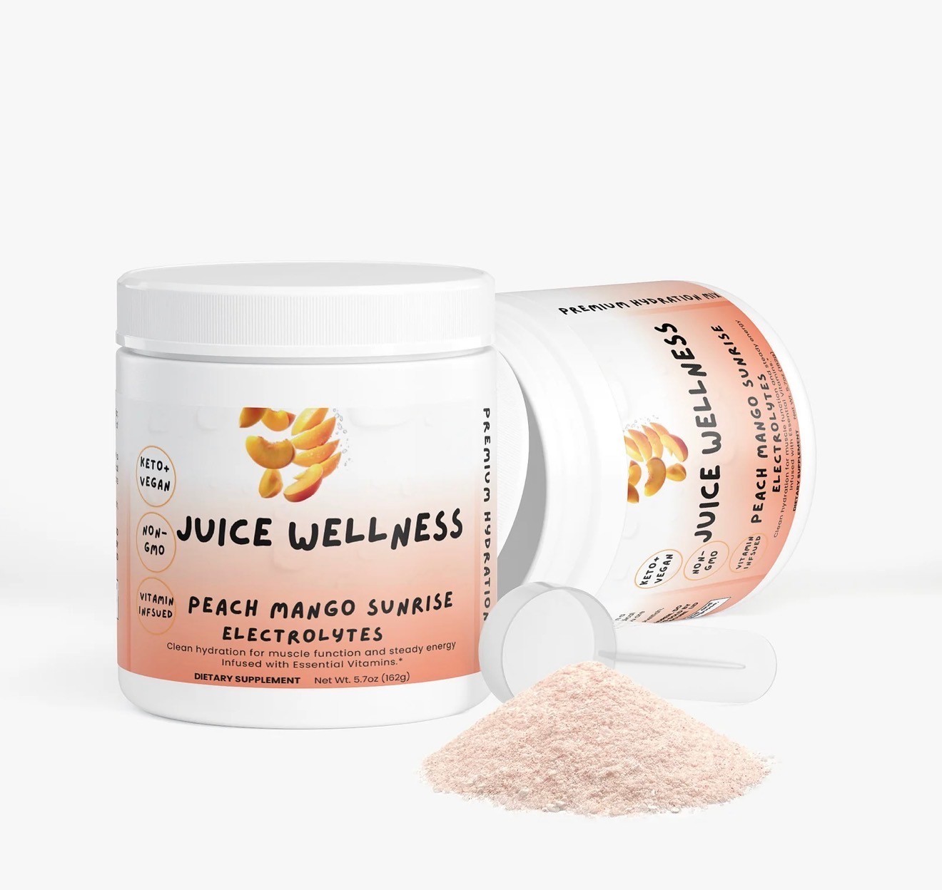 JUICE ELECTROLYTES Peach Mango-zero sugar, Keto, non-GMO, B Vitamins
