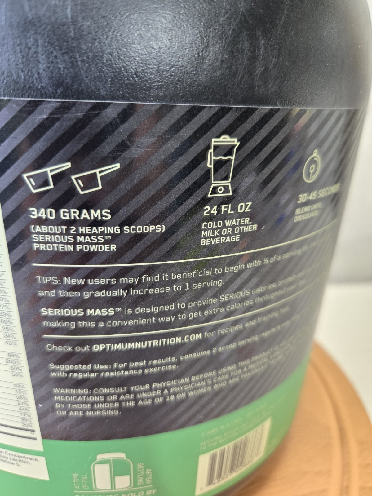 Optimum Nutrition Serious Mass Weight Gainer Protein Powder Banana. 6lb. 10/27