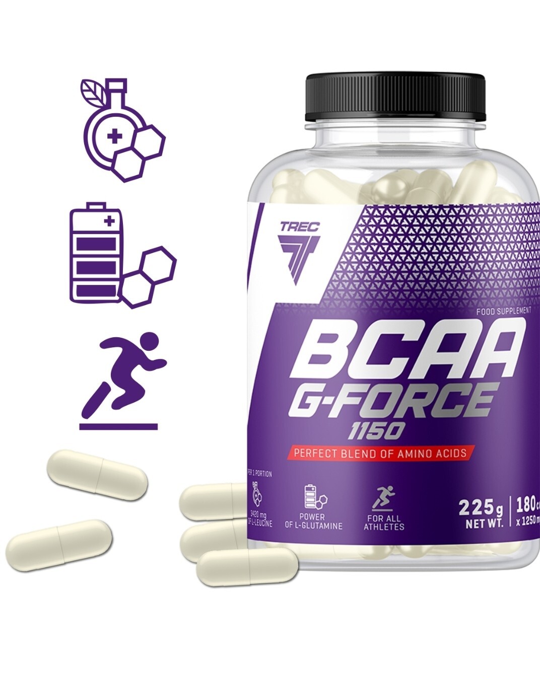 Trec Nutrition BCAA G-FORCE 180 capsules, branched chain amino acids+glutamine