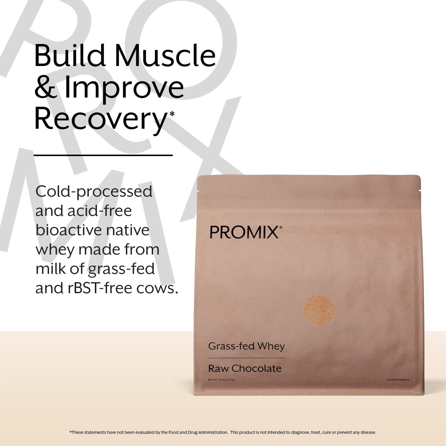 Promix Whey Protein Powder, Raw Chocolate – 2.5lb Bulk – Grass-Fed & 100% All…