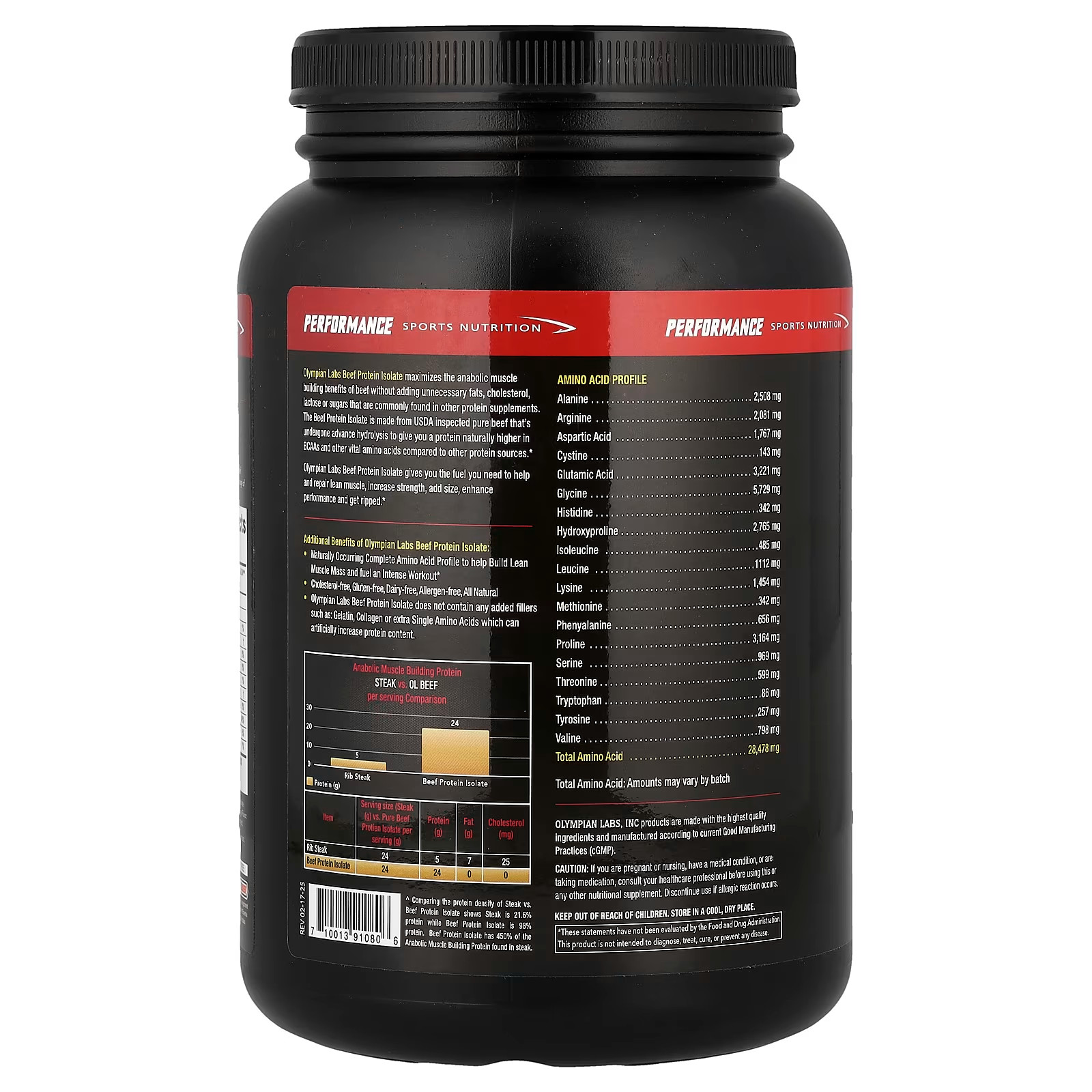 Olympian Labs Beef Protein Chocolate 2 lbs Each (Pack of 3)