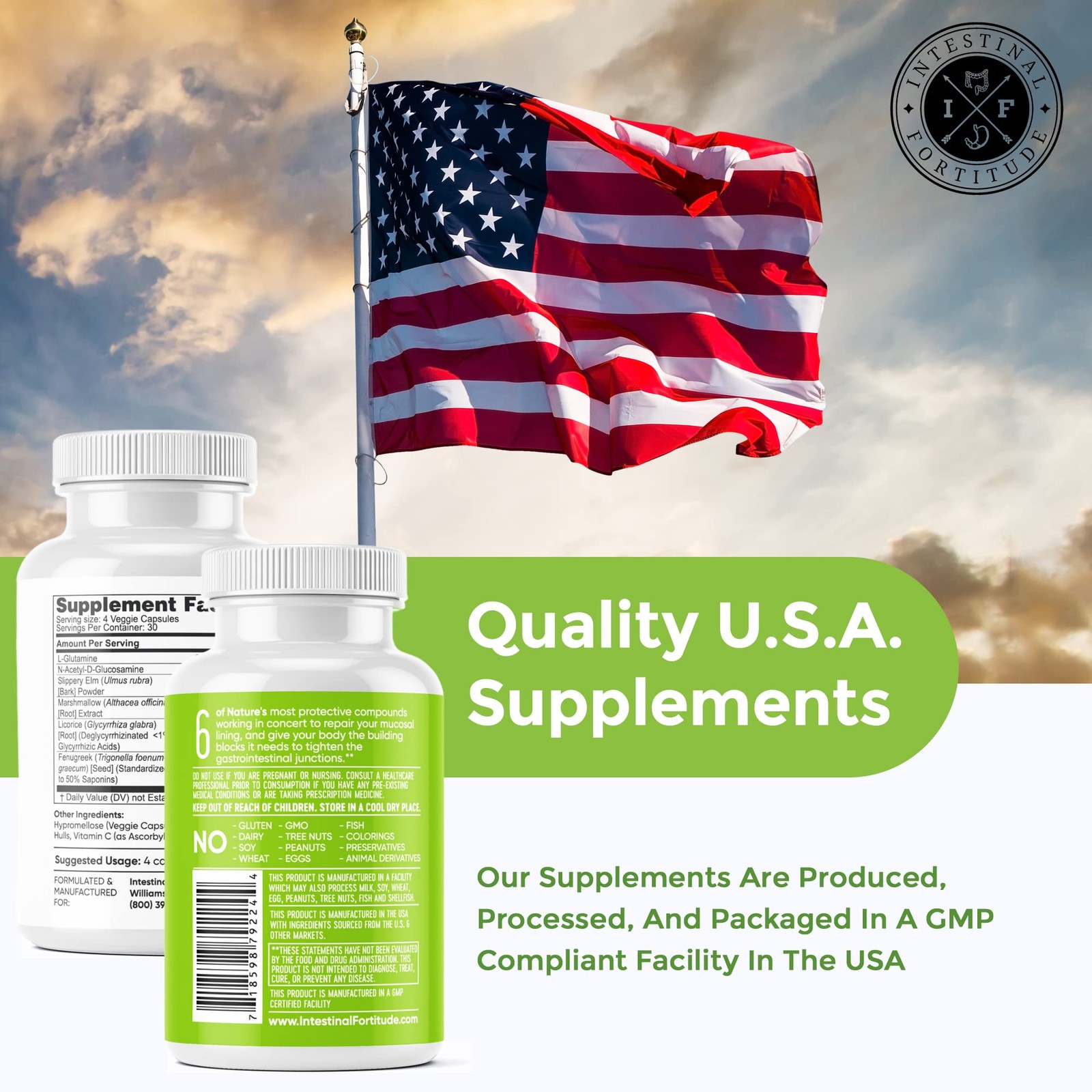 Intestinal Fortitude GLR6 Gut Health Supplement for Women and Men, 120 Capsul…