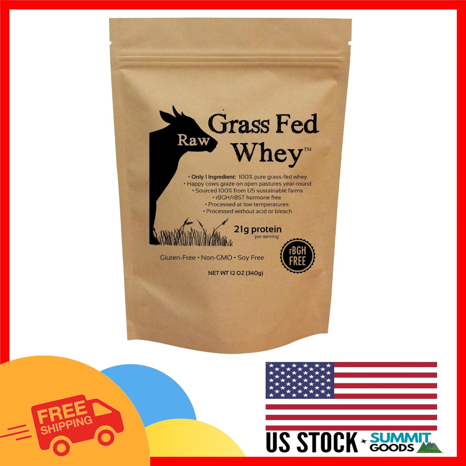 Versatile Unflavored Grass-Fed Whey Protein – 12 oz, Perfect for Smoothies