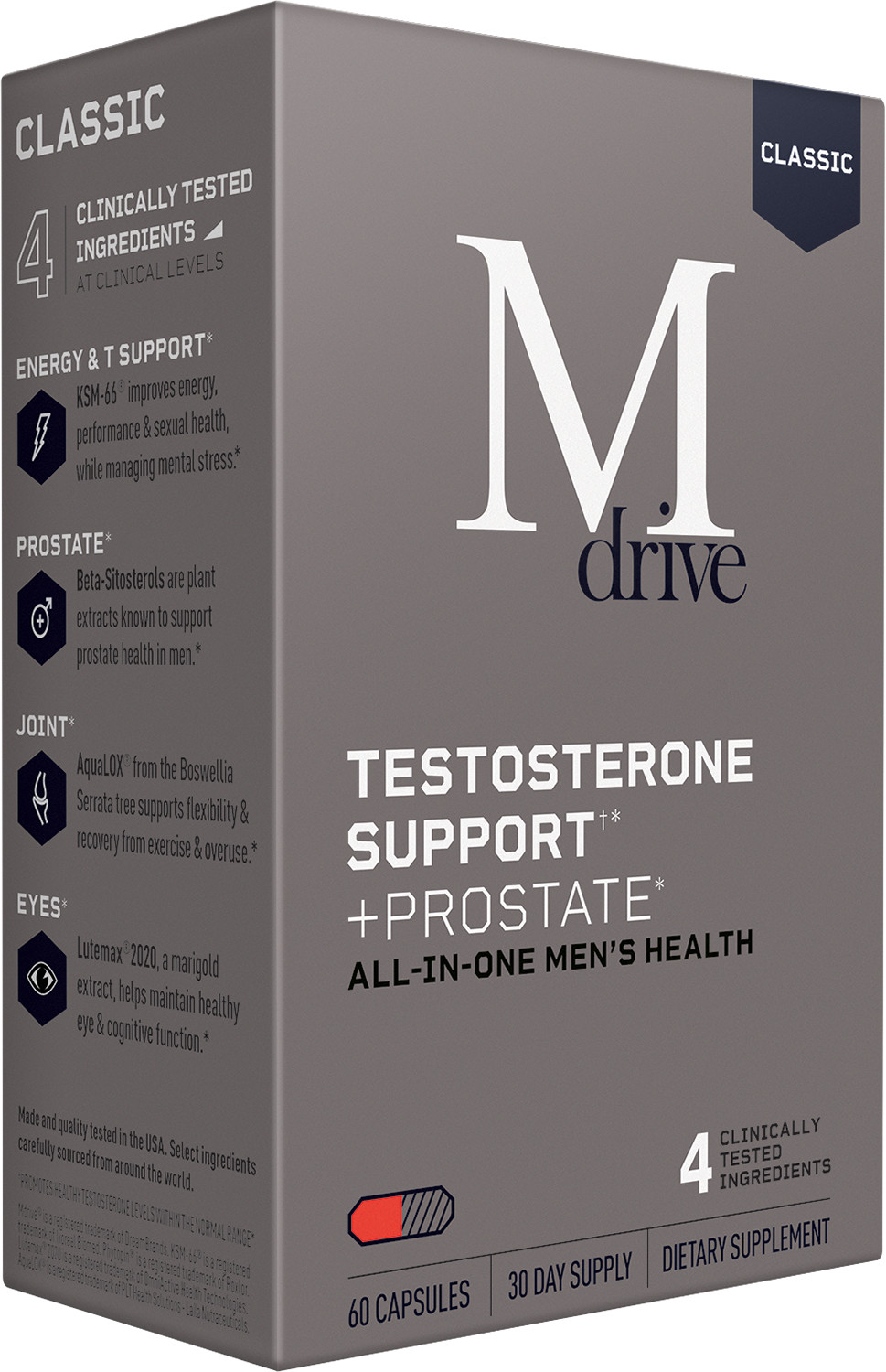 MDRIVE CLASSIC Testosterone KSM-66 Ashwagandha Prostate Joint Eye Lutemax2020