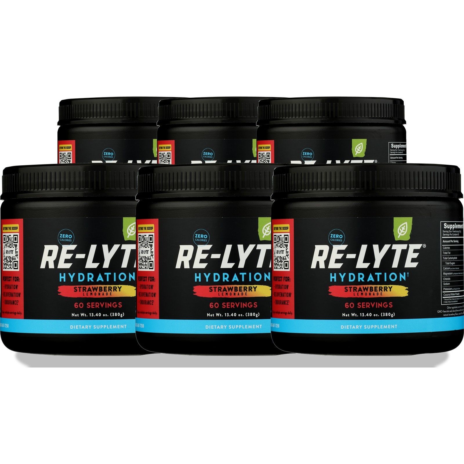 Re-Lyte Hydration Electrolyte Drink Mix Strawberry Lemonade 60 Servings 6 Pack