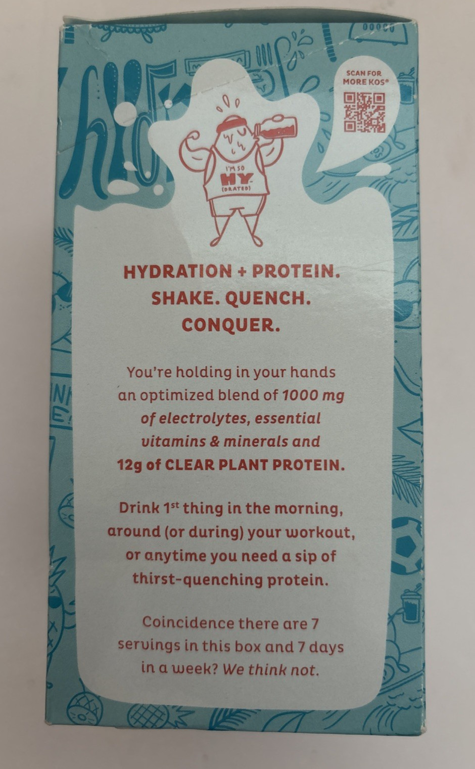 Kos Hydration Protein Nature Powered Drink Mix Tropical Electrolytes 7 Packets