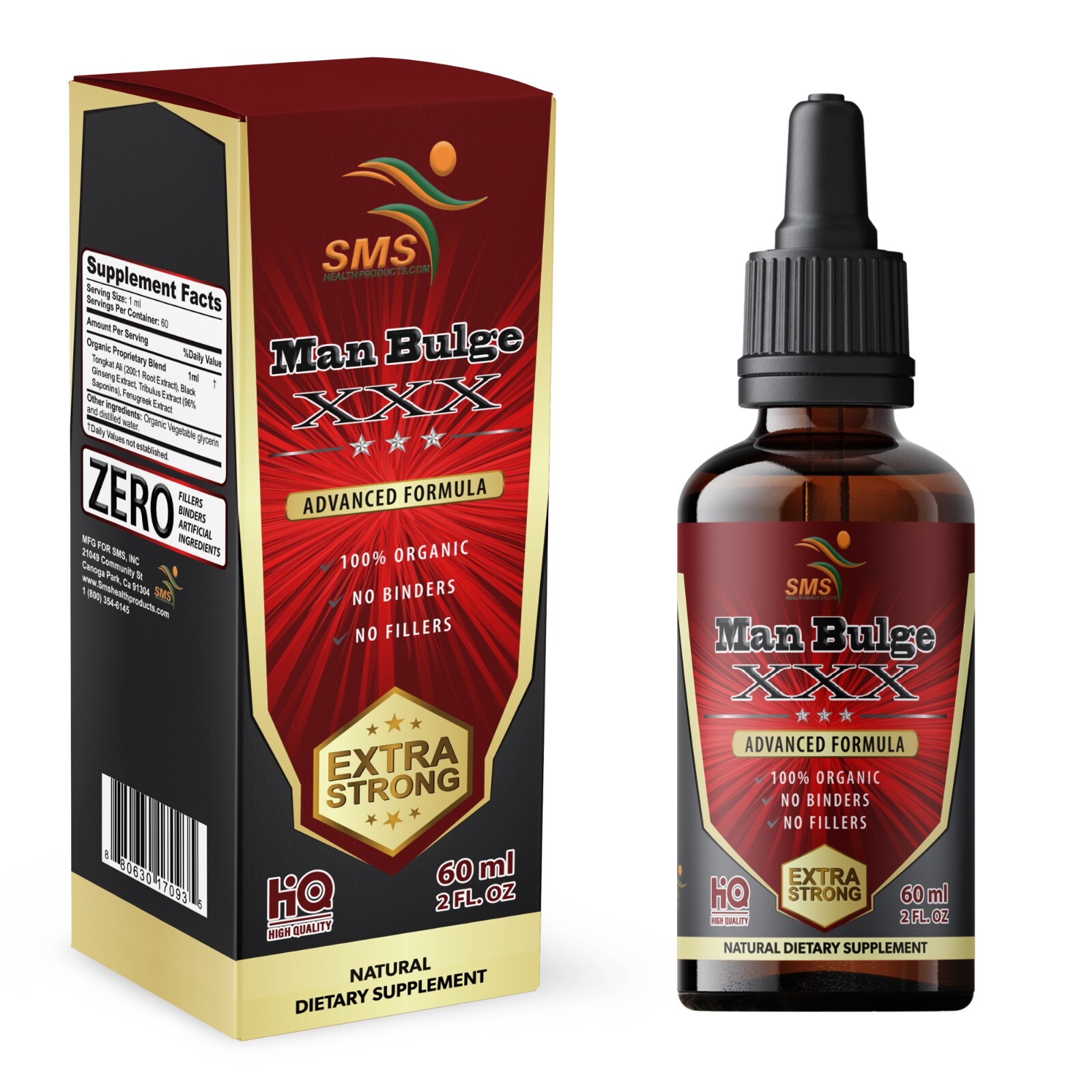 Mens Energy Boost Tincture Herbal Drops Men’s Dietary Supplement 2 Fl Oz By SMS