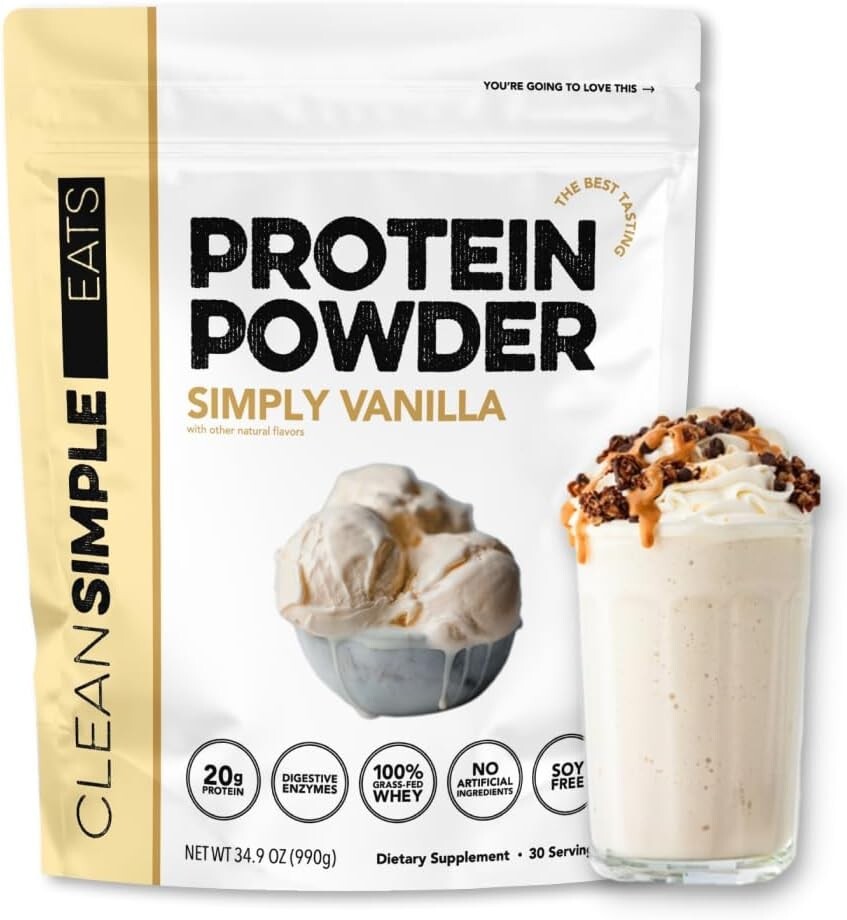 Clean Simple Eats Vanilla Whey Protein Powder 20 Grams Protein 30 Servings