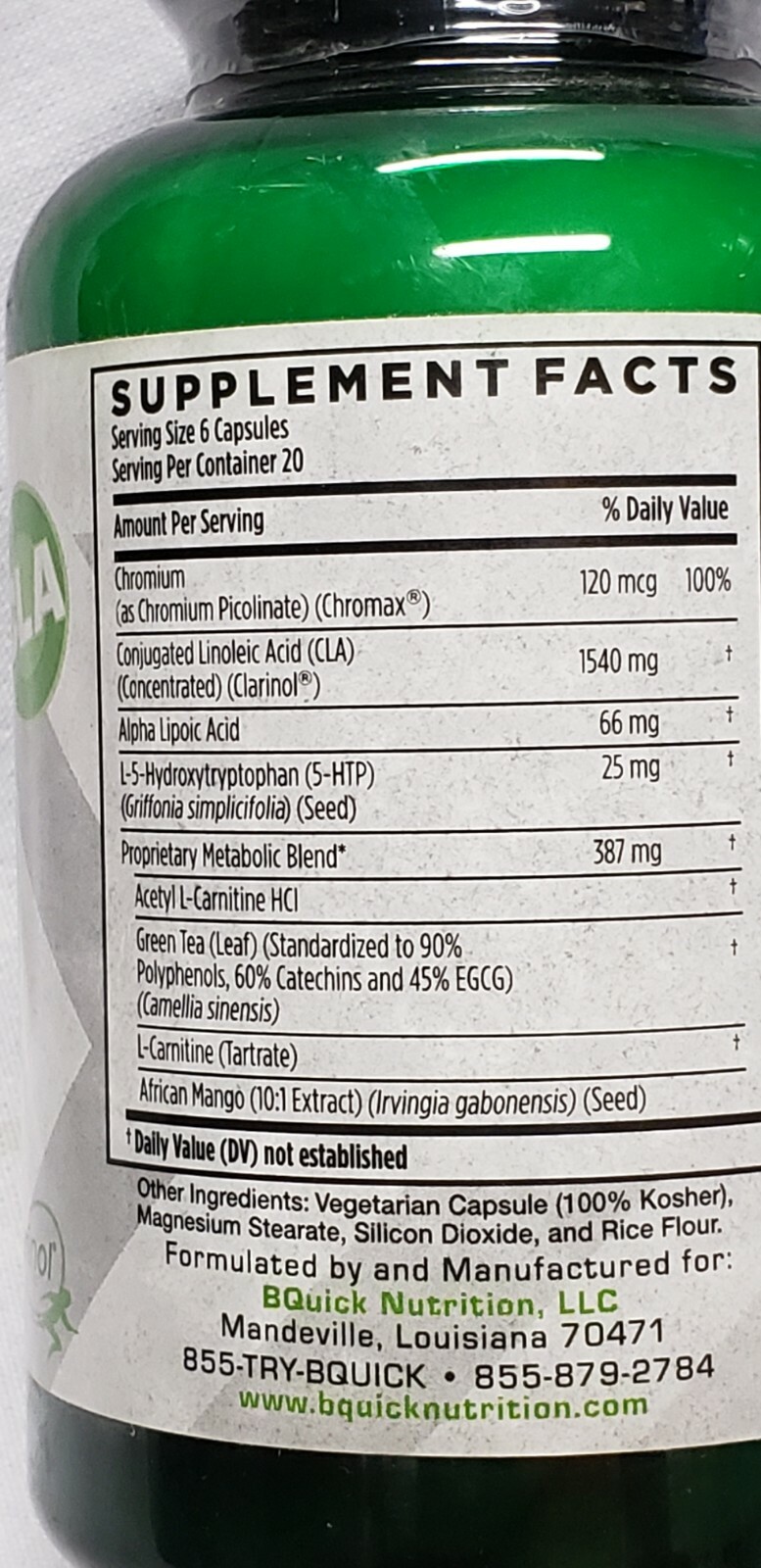 BQuick Nutrition – LEAN – Weight Management Formula – 120 Caps – Exp 4/2025