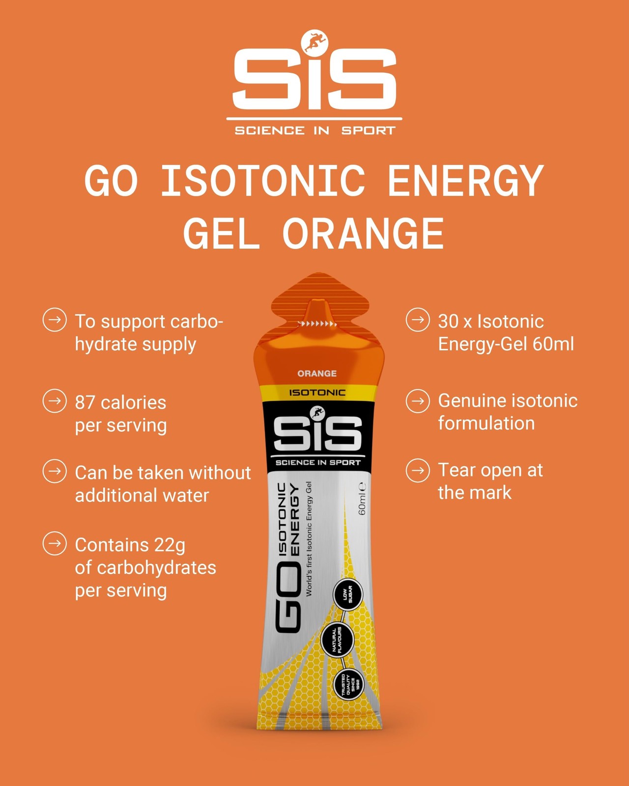Science in Sport GO Isotonic Energy Gel – 60 Fl Oz (Pack of 1), Orange