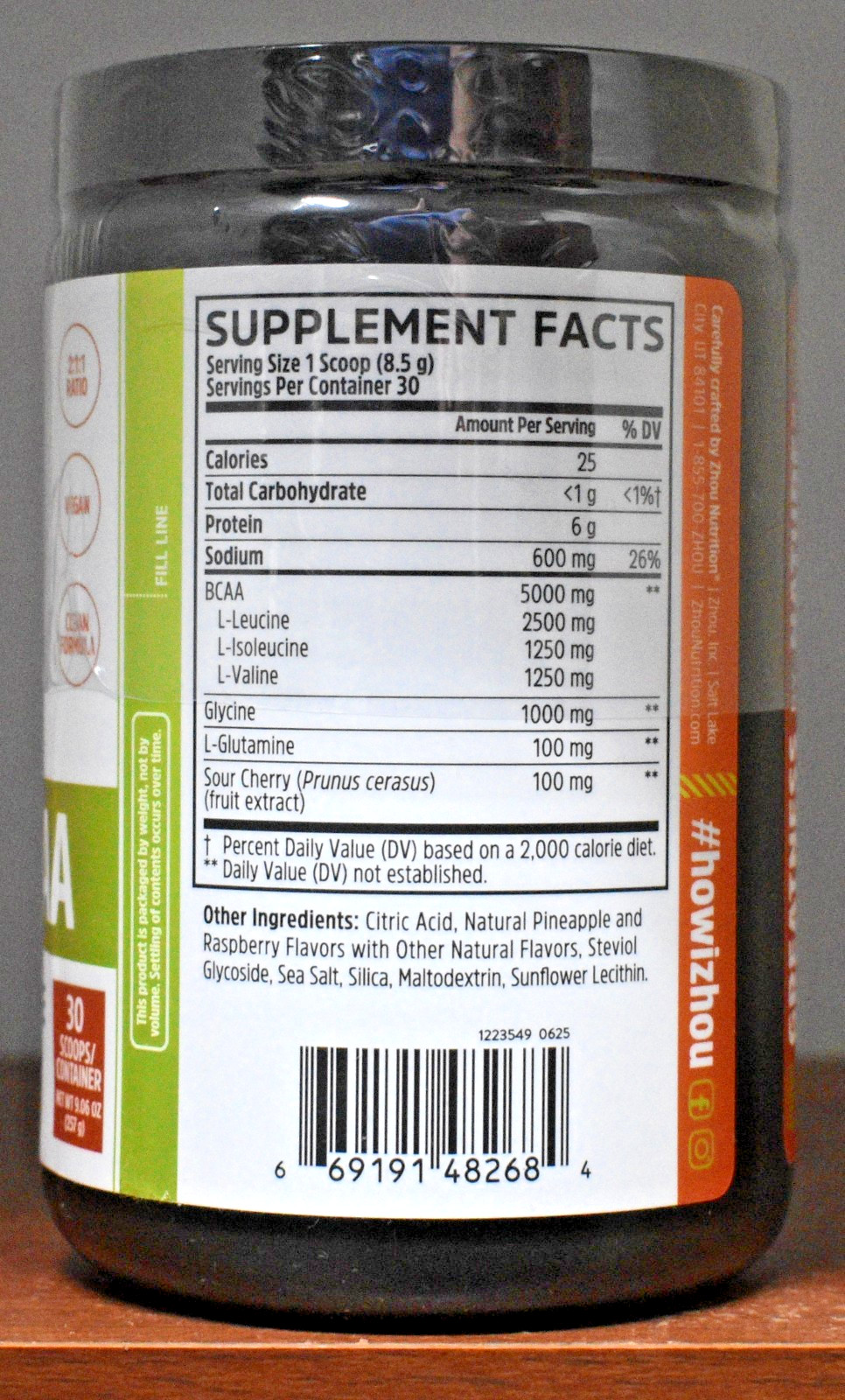 Zhou Nutrition Muscle BCAA Tropical Punch 9.06 oz (257 g) 30 Scoops