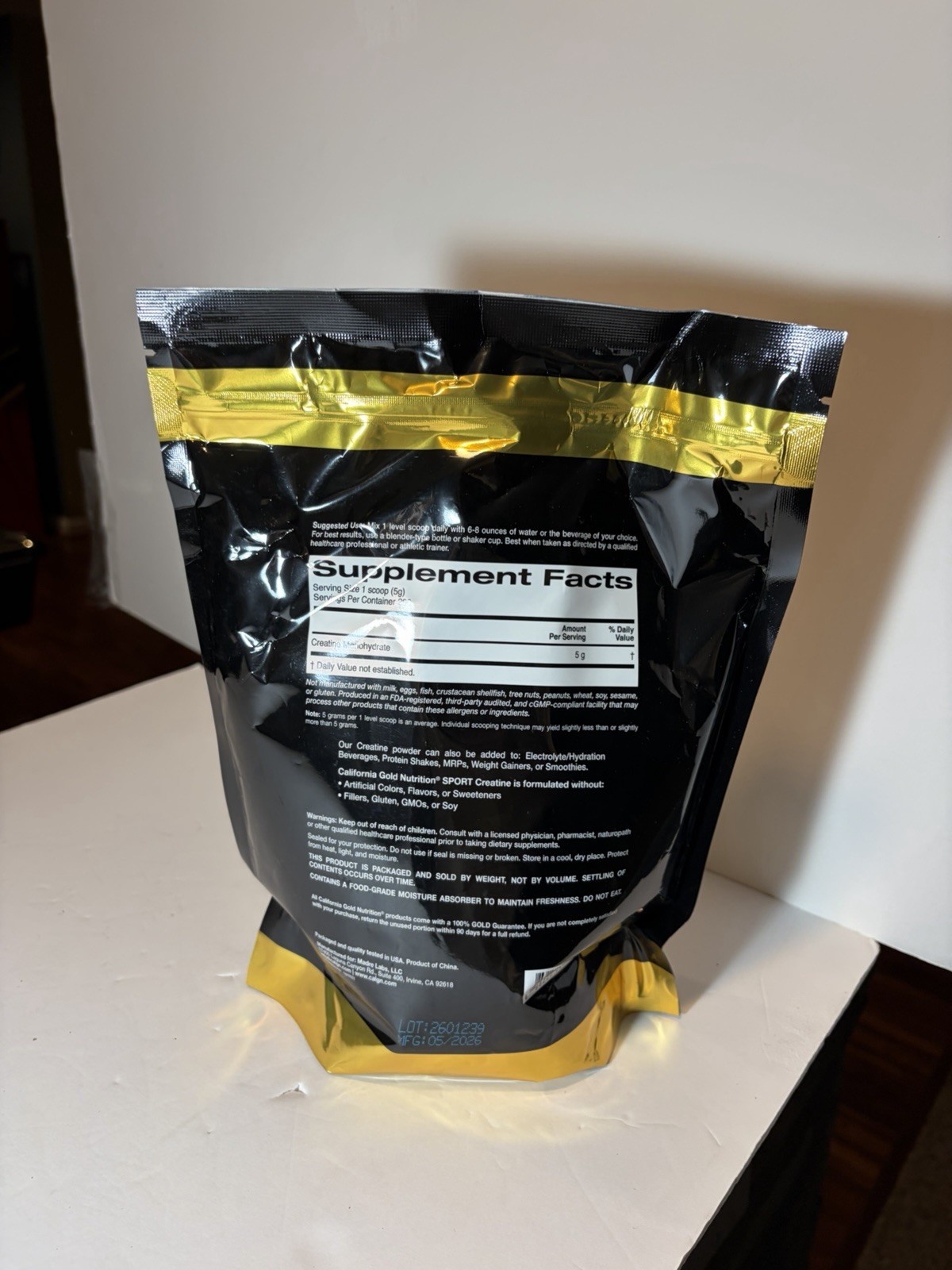 California Gold Nutrition SPORT Creatine Monohydrate Powder 1kg Unflavored