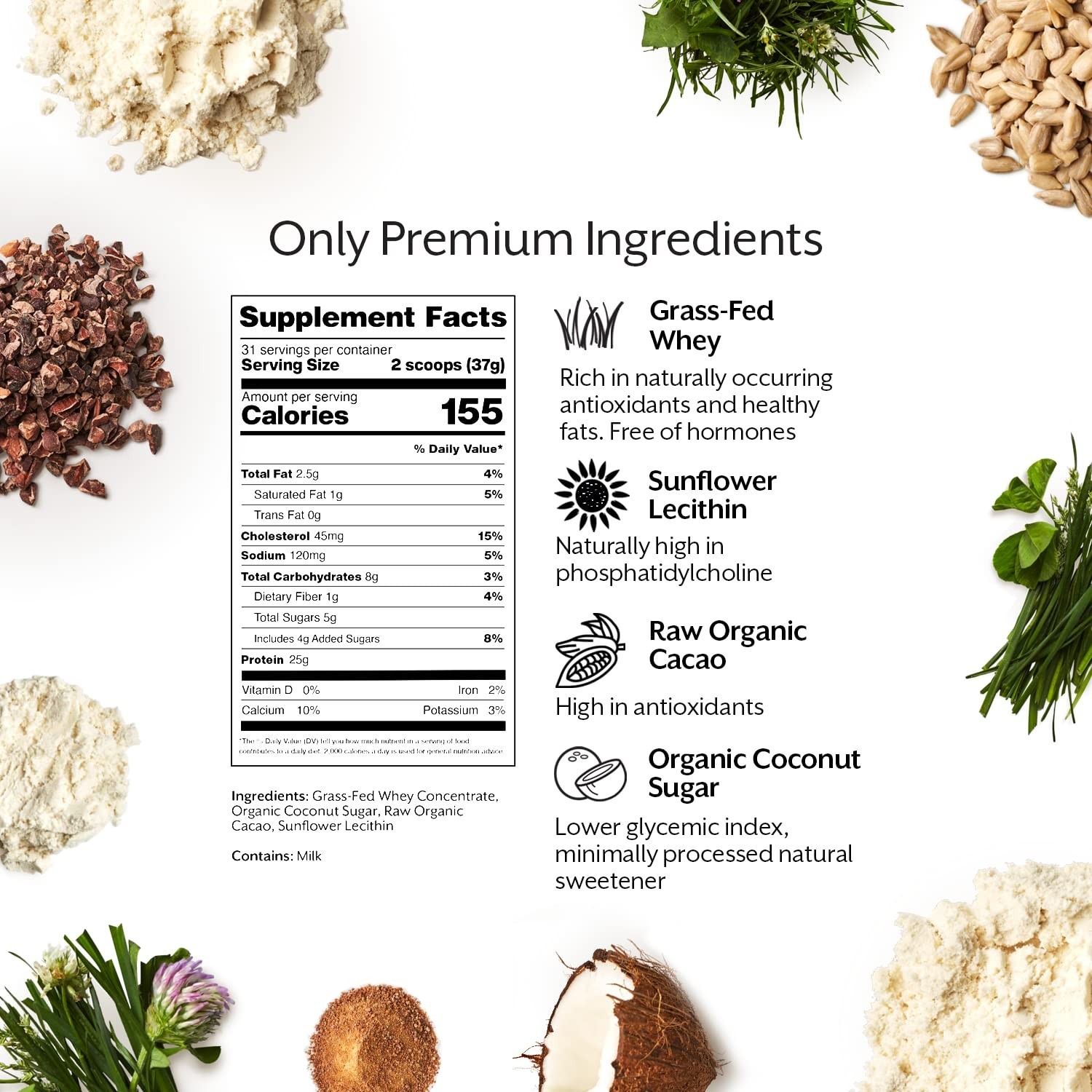 Promix Whey Protein Powder, Raw Chocolate – 2.5lb Bulk – Grass-Fed & 100% All…
