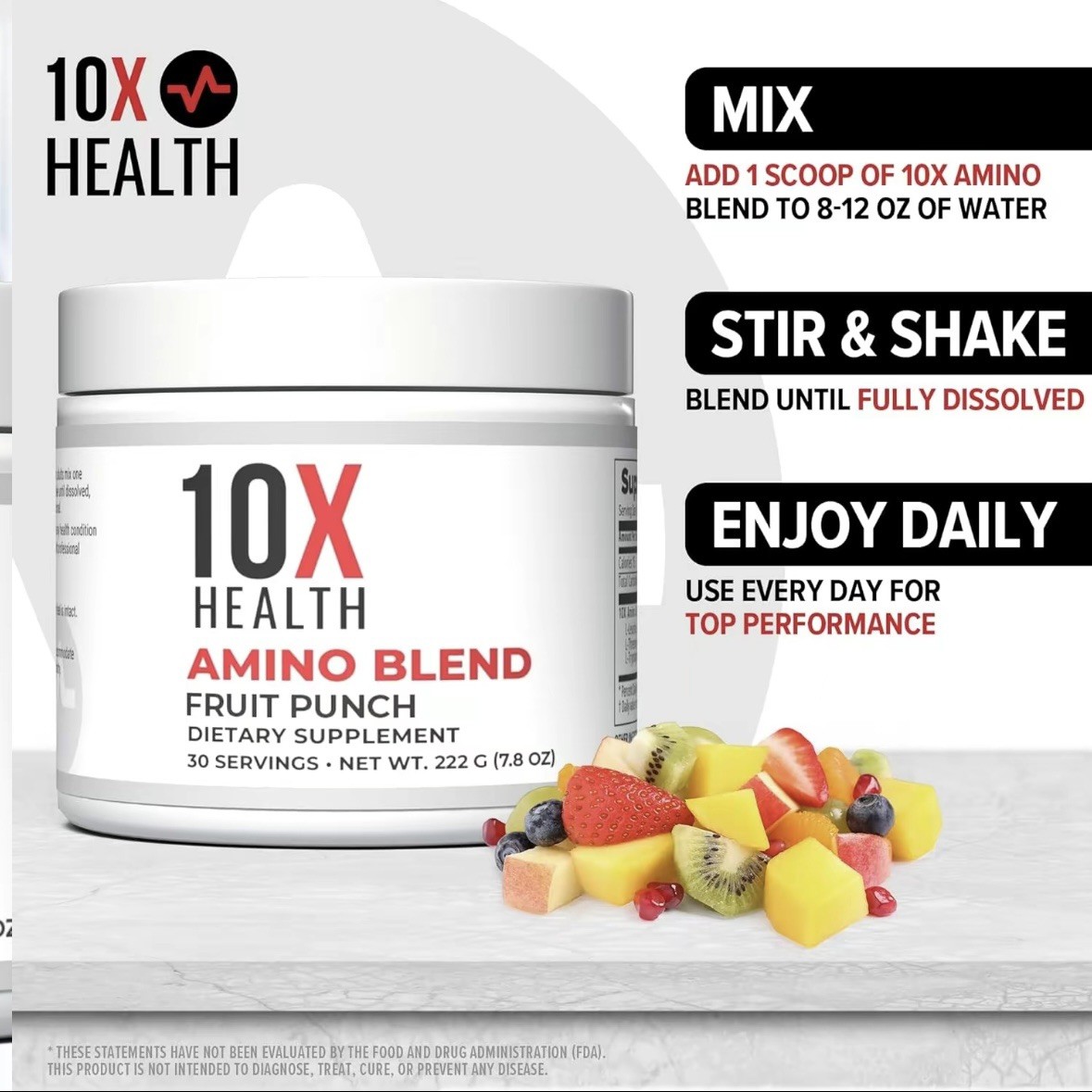 10X Amino Blend – Fruit Punch EAA + BCAA Powder