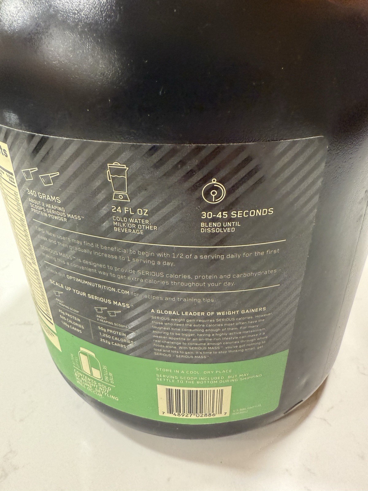 Optimum Nutrition Serious Mass, Weight Gainer Protein 6lbs. Banana. 5/23/26