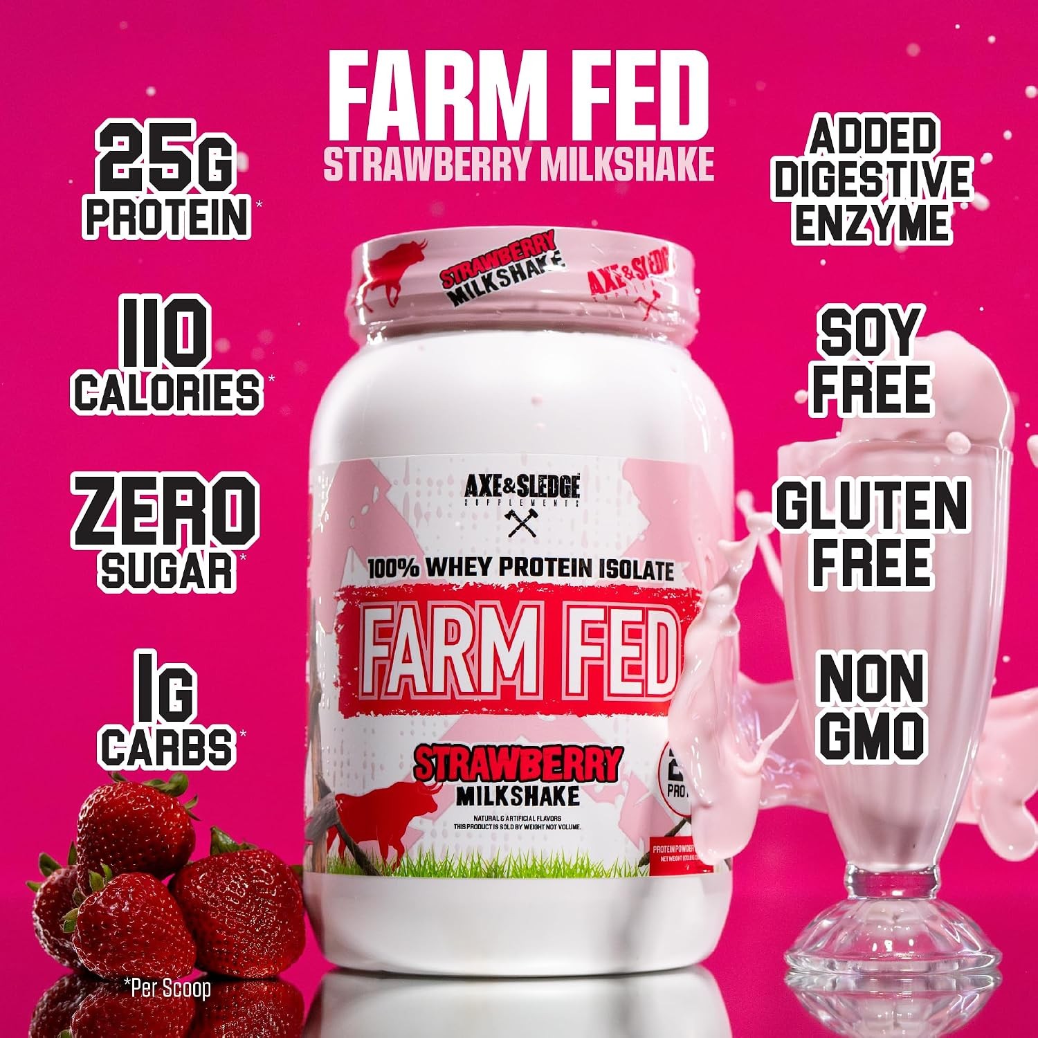 Farm Fed 100% Whey Protein Isolate 25g Low Carb Low Sugar Protein Powder