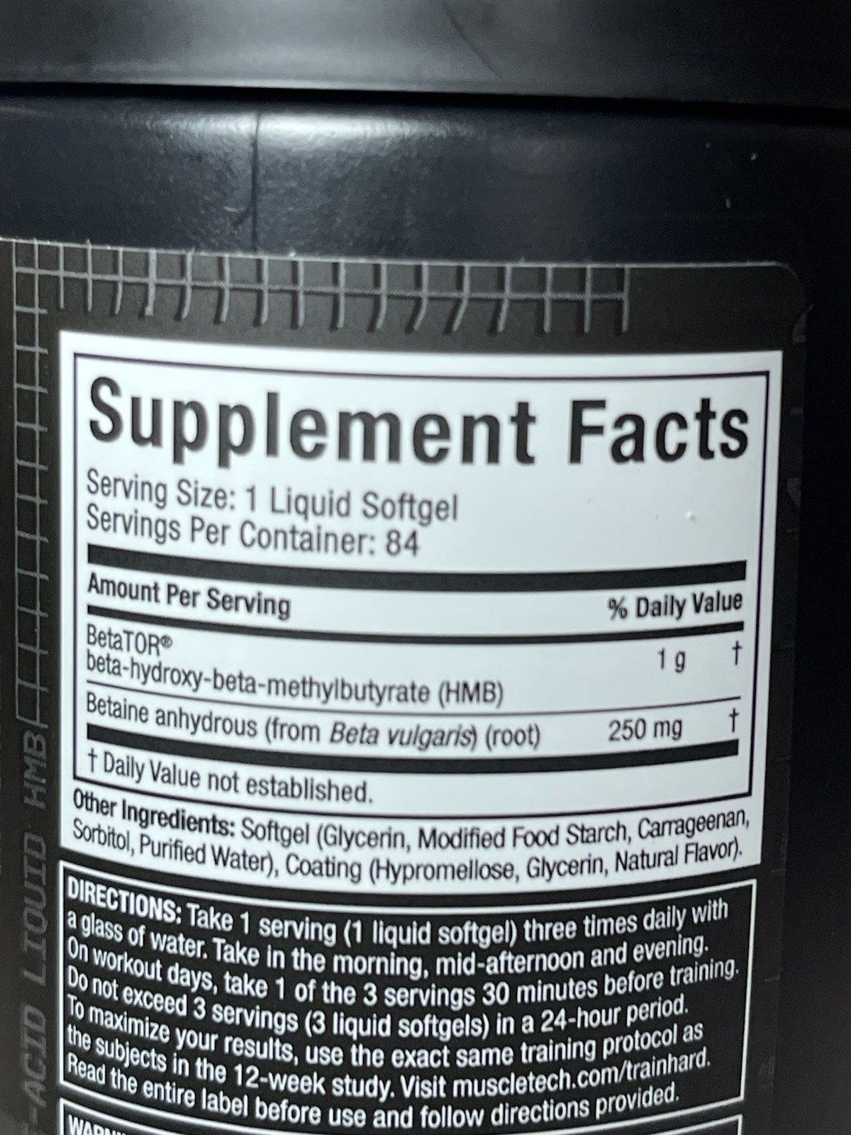 MuscleTech Clear Muscle Liquid HMB 1000mg BetaTOR 84 Softgels Muscle Recovery