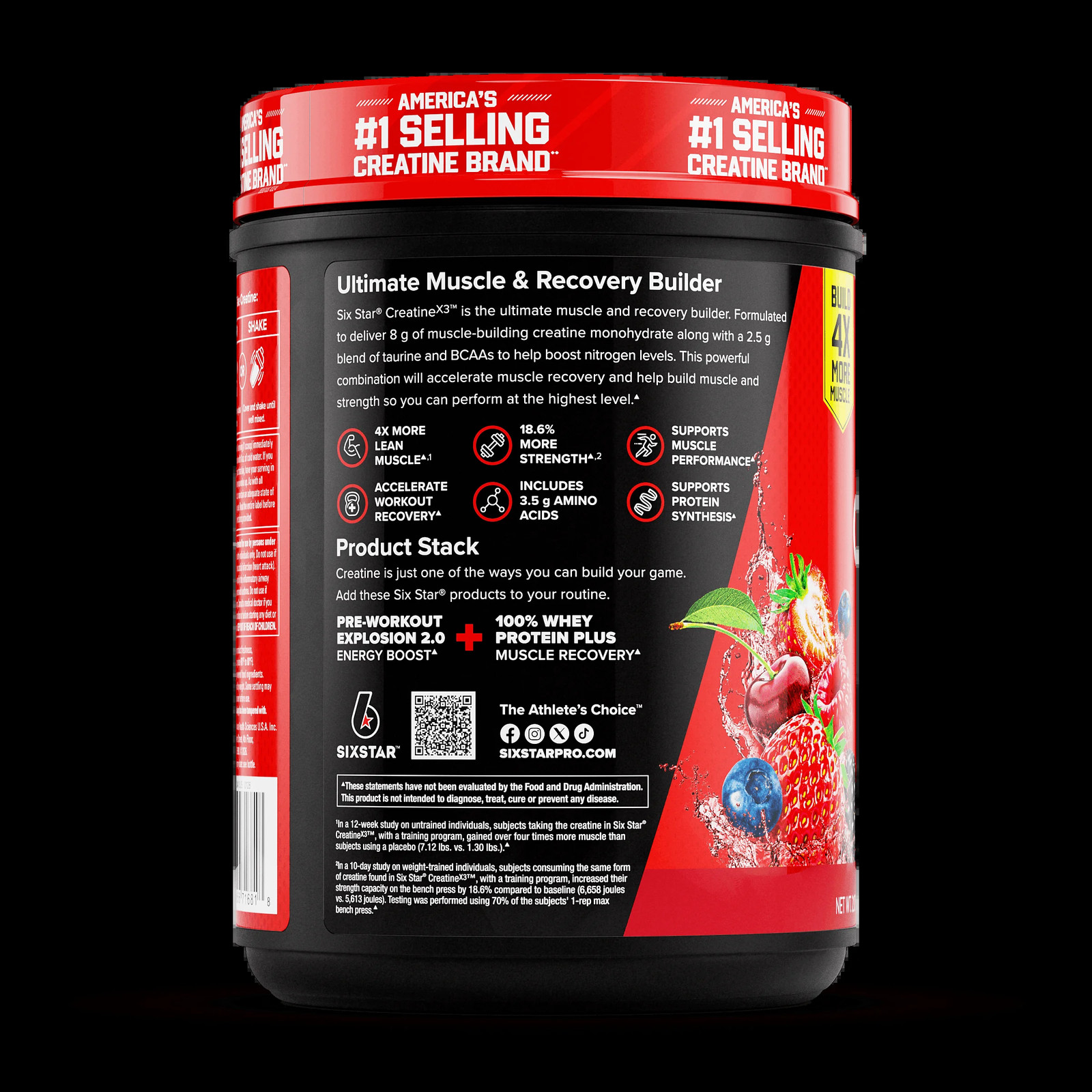 Creatine X3 BCAA Amino Acid Blend Powder, Fruit Punch, 2.17 Lbs, 30 Servings