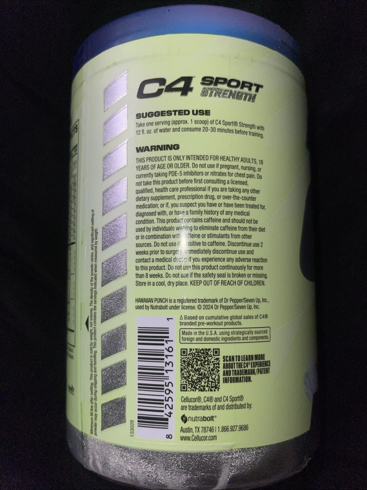C4 Sport Strength Hawaiian Punch Berry Blue Typhoon Pre-Workout 20 Servings 406g