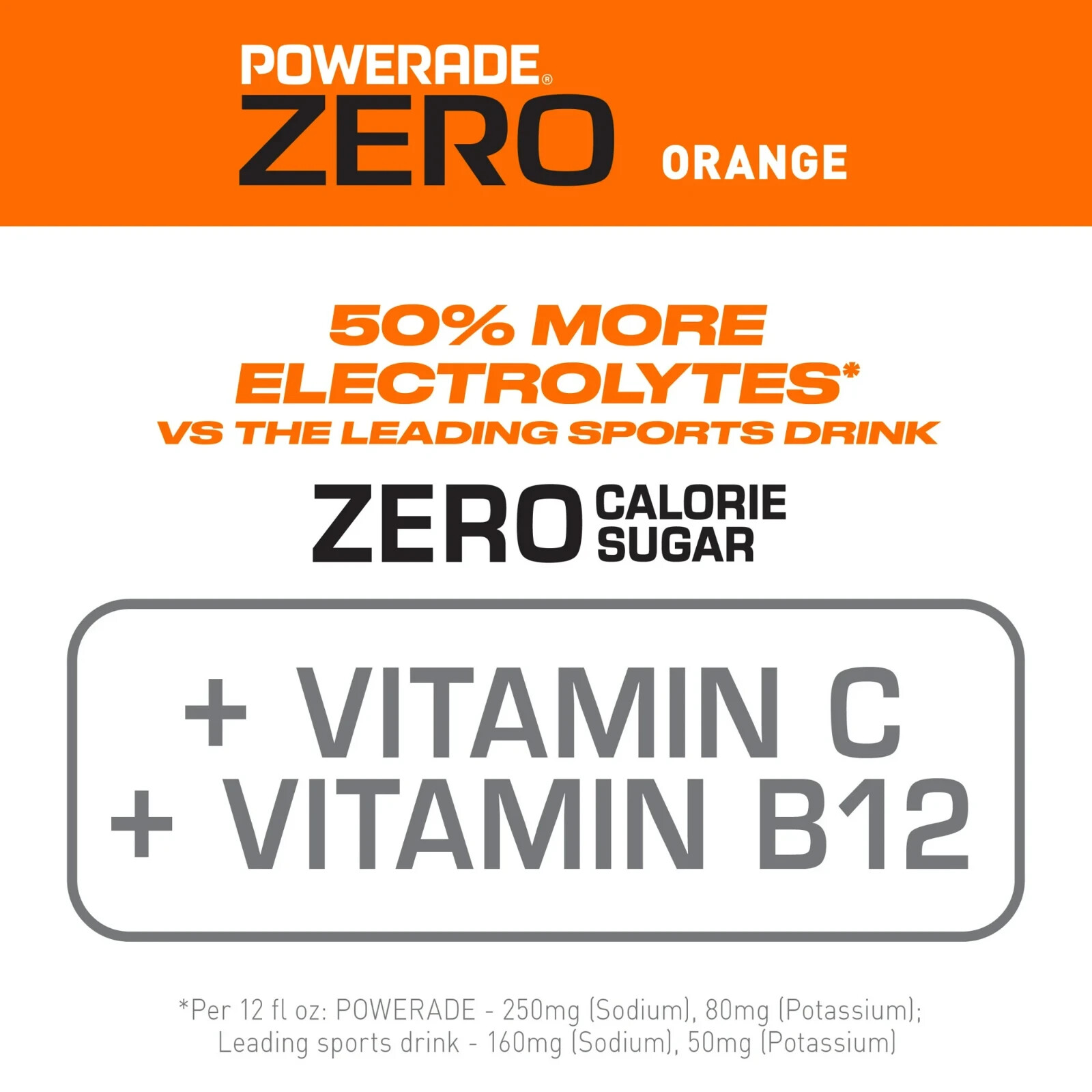 POWERADE Electrolyte Enhanced Zero Sugar Orange Sport Drink, 28 fl oz pack of 5