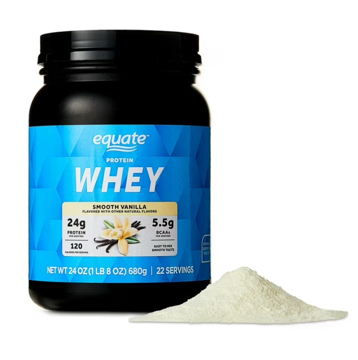 2 Pack Equate Whey Protein Powder, Smooth Vanilla, 24 oz Pk