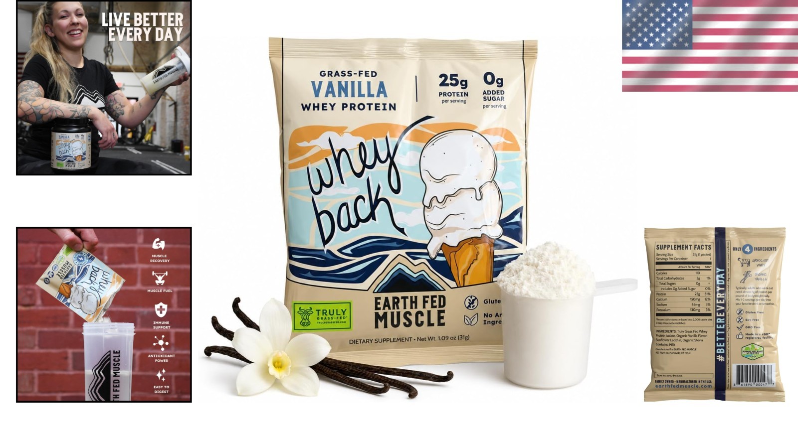 Natural Vanilla Whey Back Protein Isolate – 25g Grass-Fed Protein, Easy Mix, 1oz
