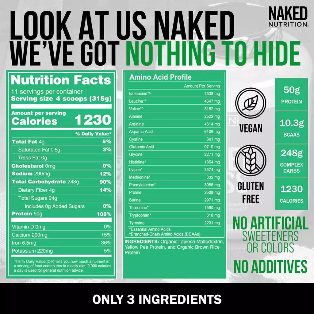 Natural Vegan Weight Gainer Protein GMO Free, Gluten Free, Soy Free & Dairy Free