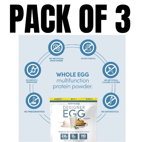 Designer Wellness Designer Egg Protein Powder – Vanilla – 12.4 oz (Pack of 3)