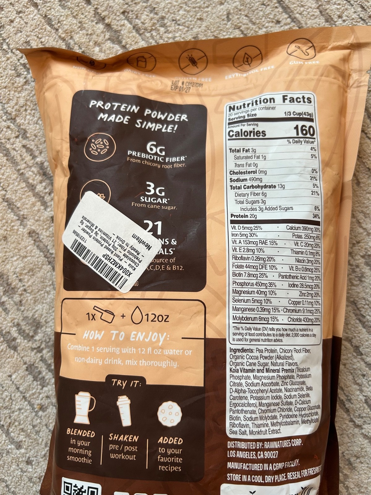 Koia Chocolate Protein Powder Exp/2027
