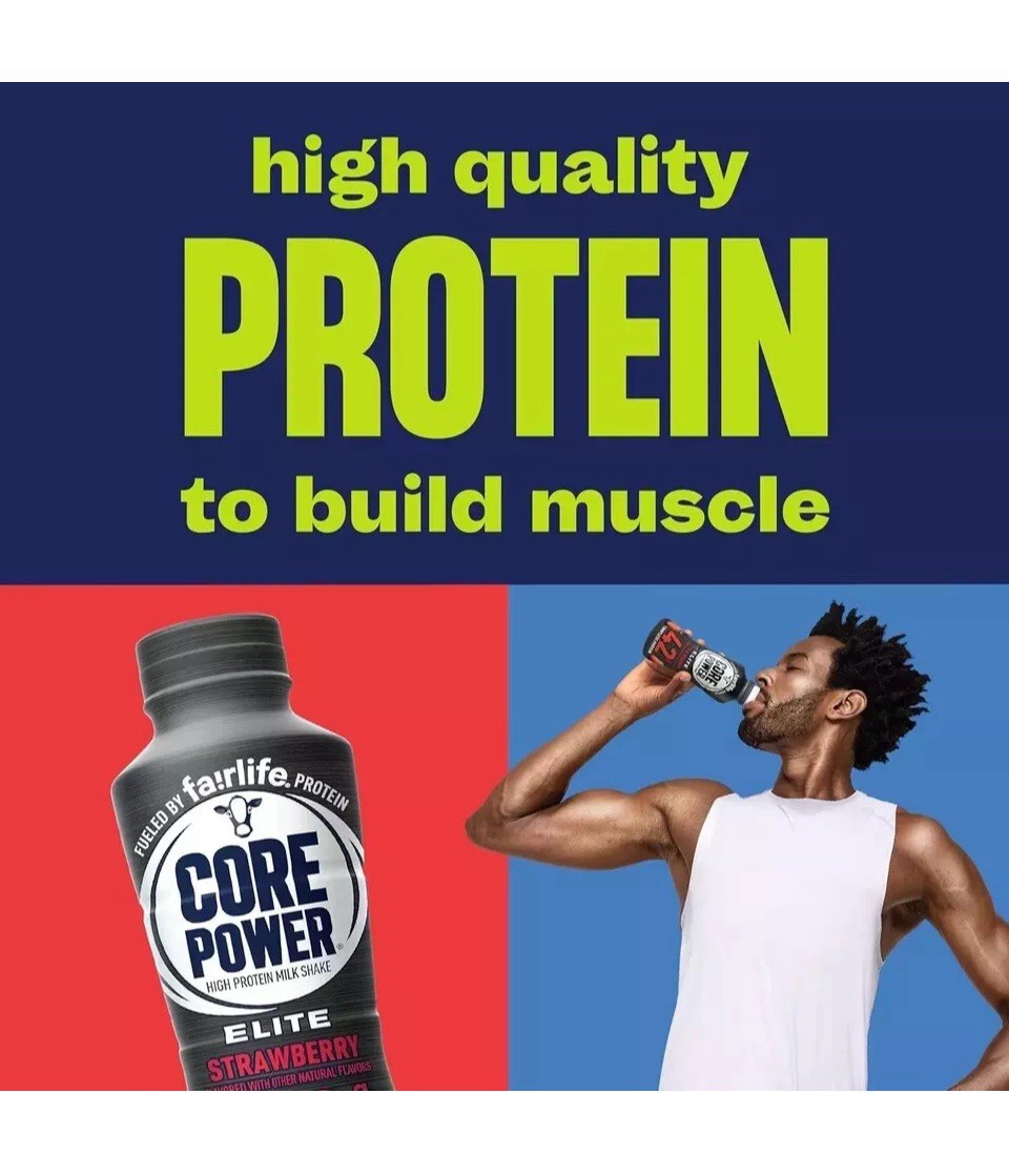 Core Power Elite High Protein Shake, Strawberry, 42g Bottle, 14oz, 12 Pack