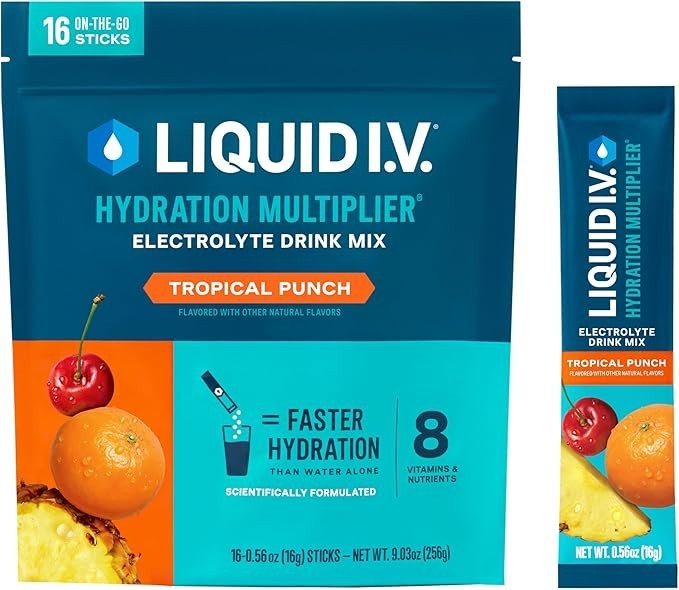Electrolyte Powder Drink Mix 16 Packets Tropical Punch Hydration Multiplier