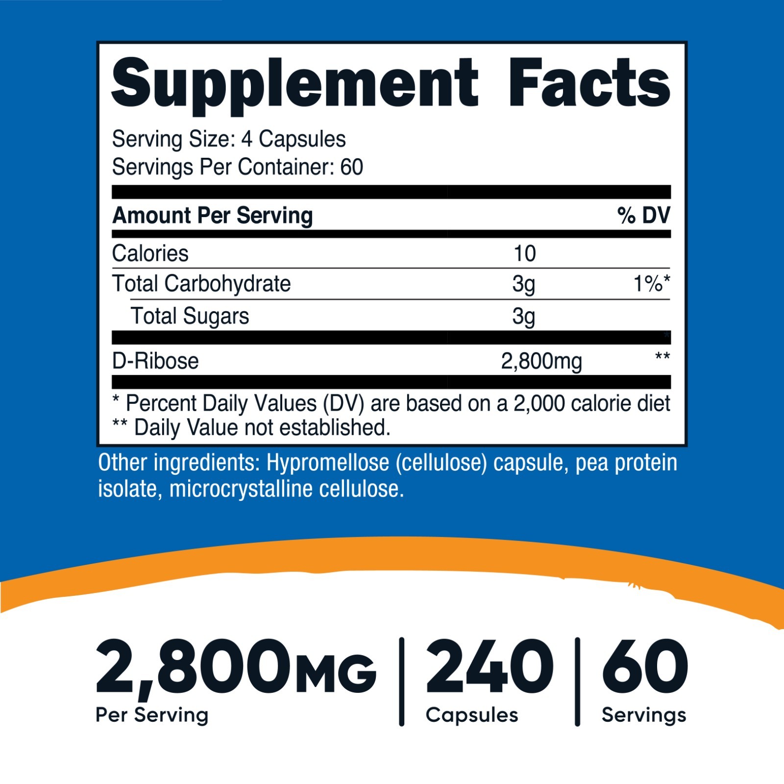 Nutricost D-Ribose 2800mg, 240 Capsules – Vegetarian Caps, Non-GMO, Gluten Free