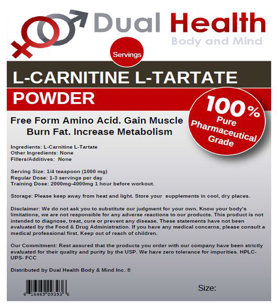 L-CARNITINE 2.5kg (5.5 lbs) Tartrate Powder Weight Loss Memory Muscle Recovery