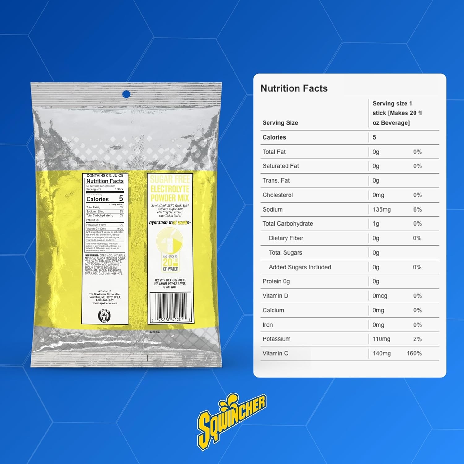 Sqwincher Zero Qwik Stik, Lemonade, Sugar Free, Low Calorie, Sodium…