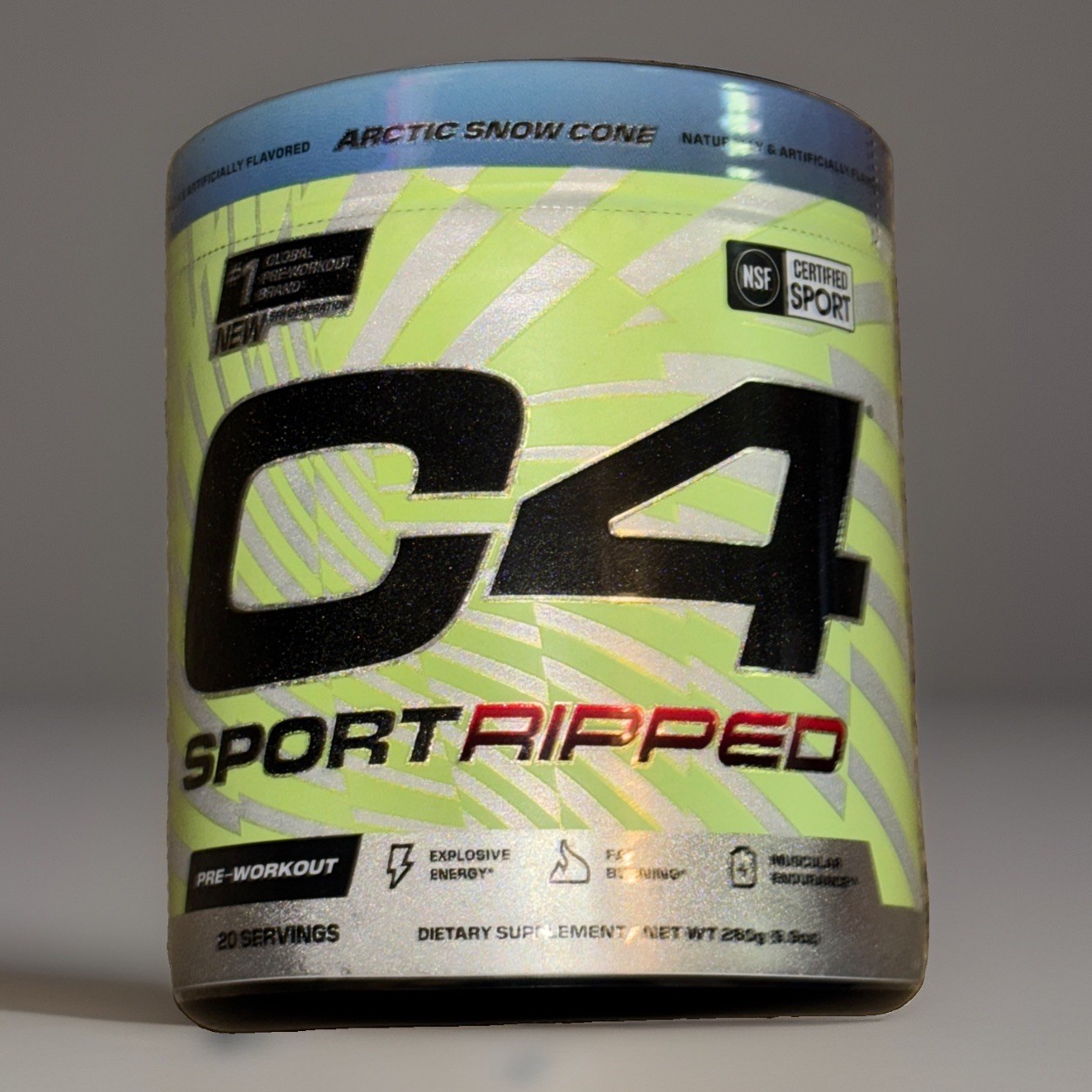C4 Sport Ripped Pre-Workout Powder – Artic Snow Cone – 20 Servin – Size: 9.9 oz