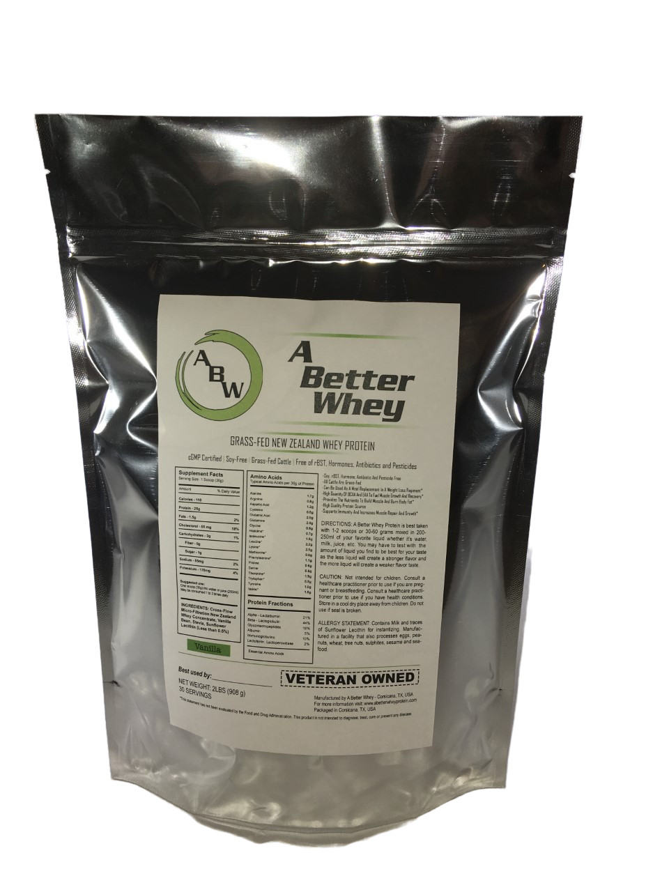 protein whey supplement vanilla bean all natural organic grass fed 30 servings