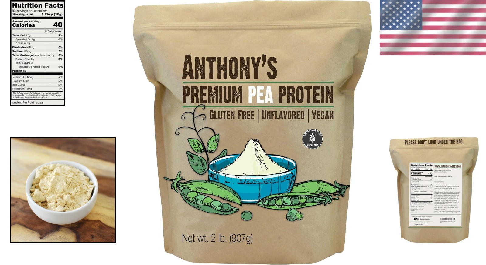 Unflavored Pea Protein Powder, 2 lb