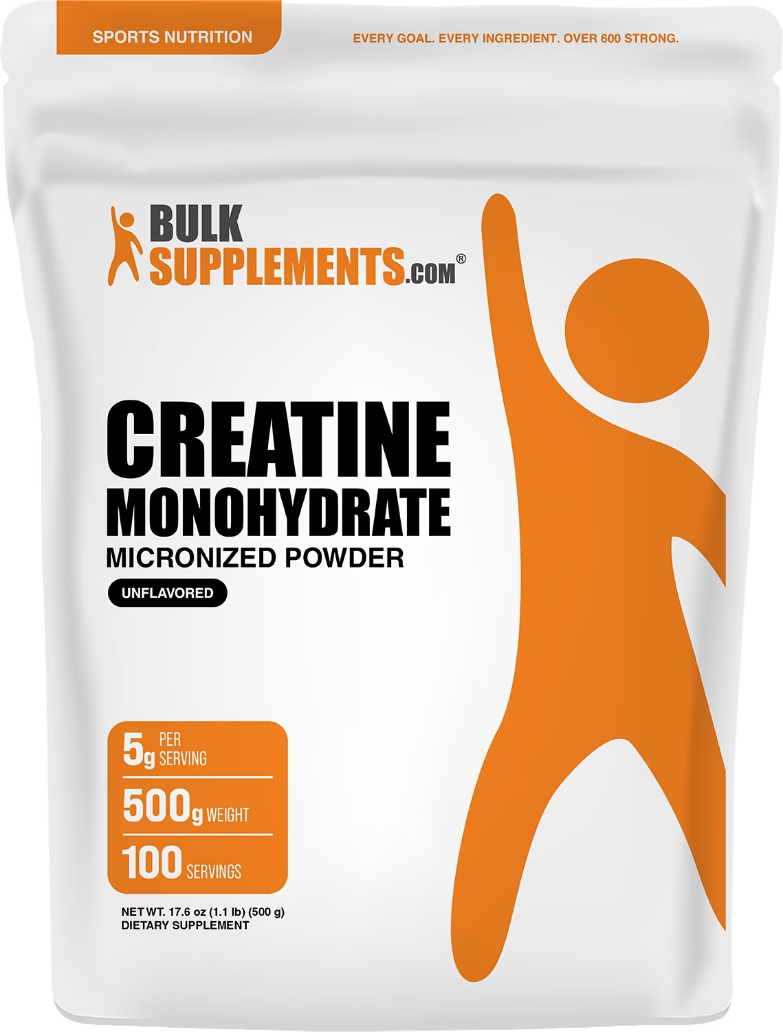 Bulksupplements Creatine Monohydrate Powder – 500G (1.1 Lbs)