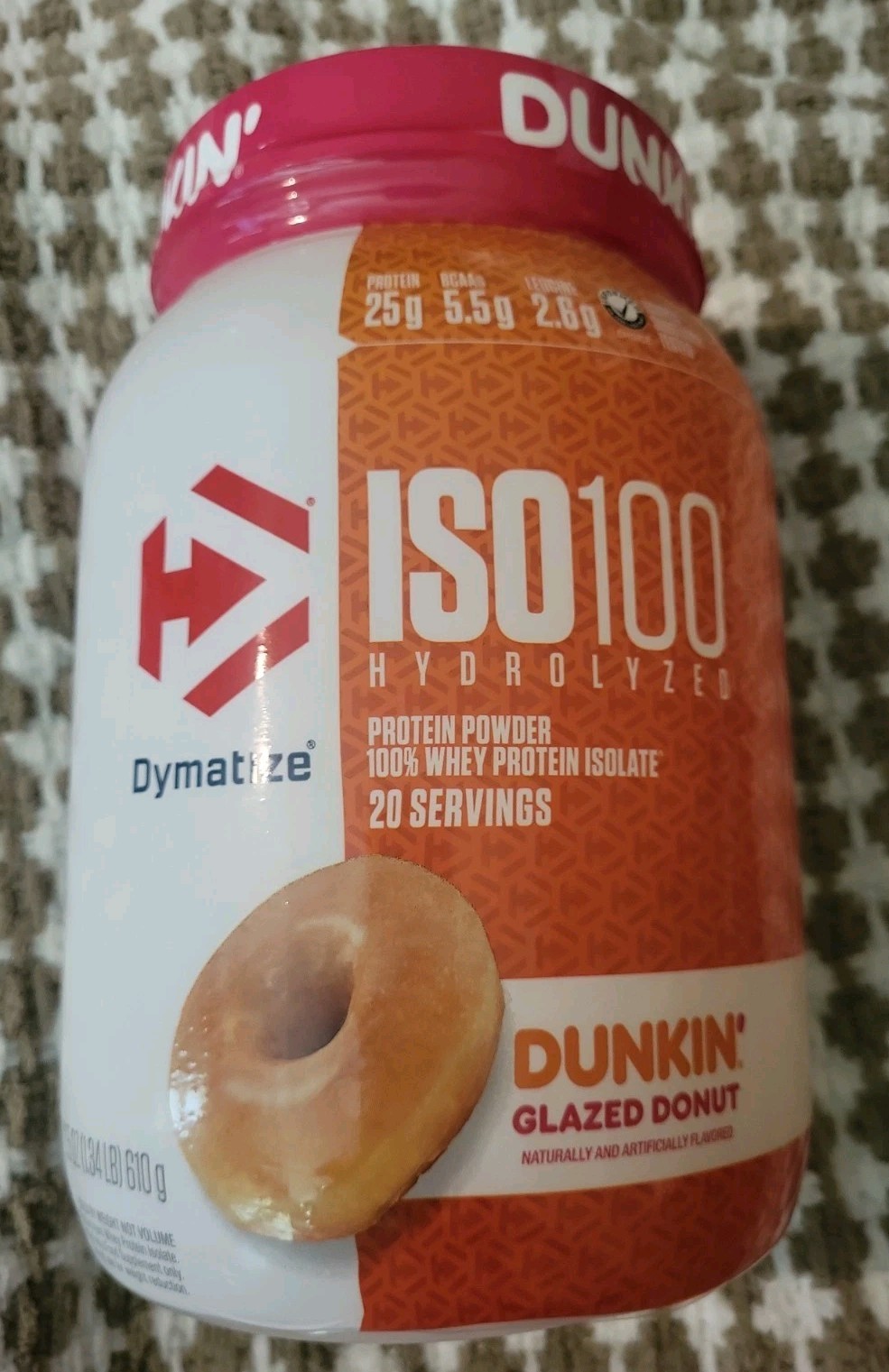 Dymatize IS0 100 Hydrolyzed Dunkin Glazed Donut Protein Powder 1.34LB -E: 10/26+