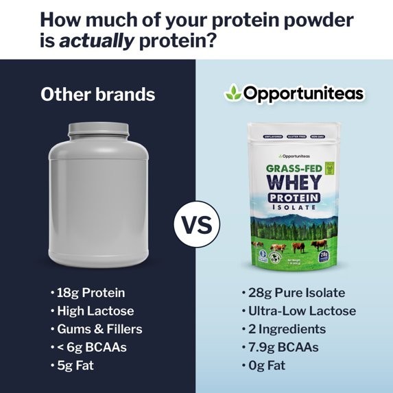 Grass Fed Whey Protein Powder – Unflavored, Heavy-Metal Tested, 28g Protein, 1lb