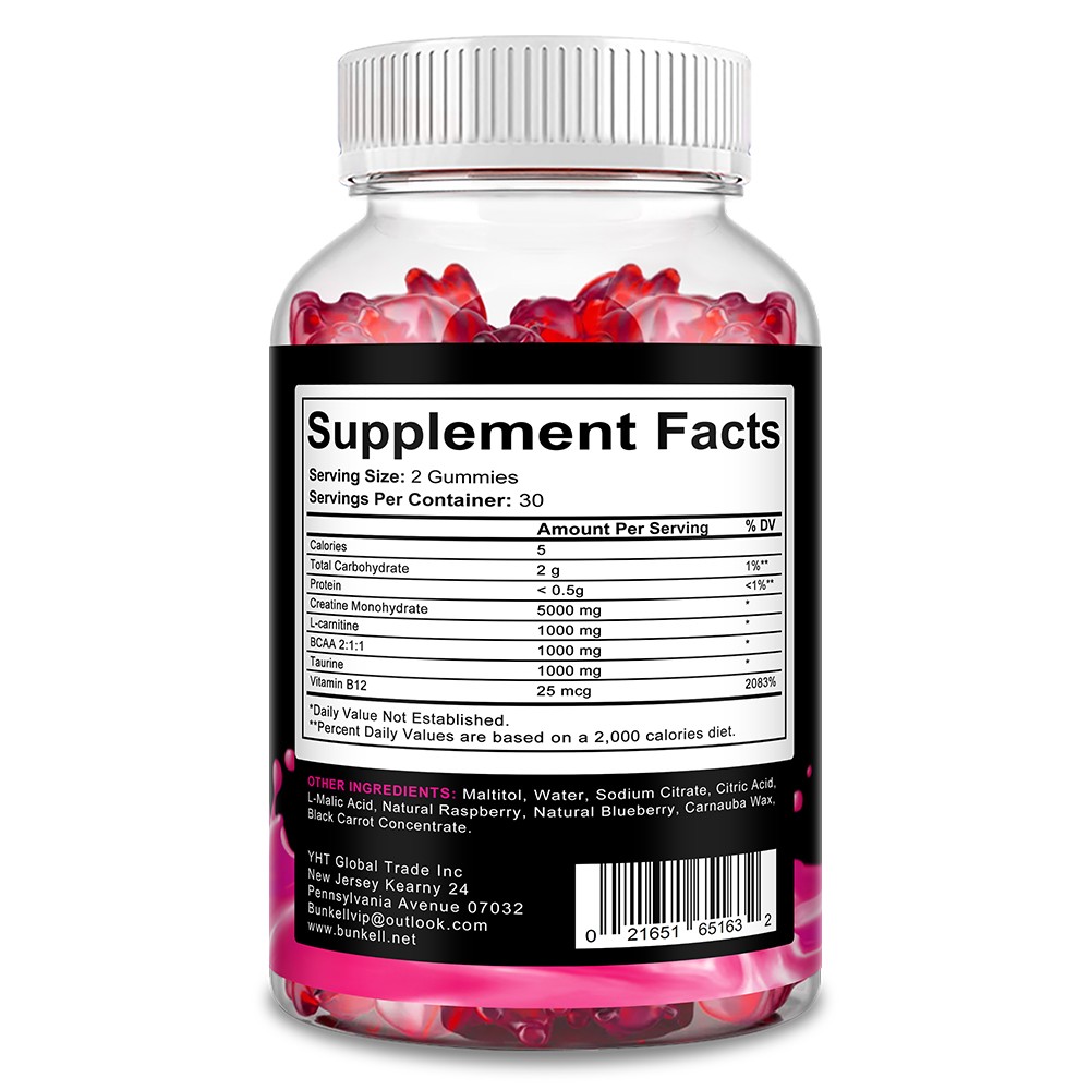 Creatine Monohydrate 2500mg- 60 Gummies – Performance – Sports Fitness Training